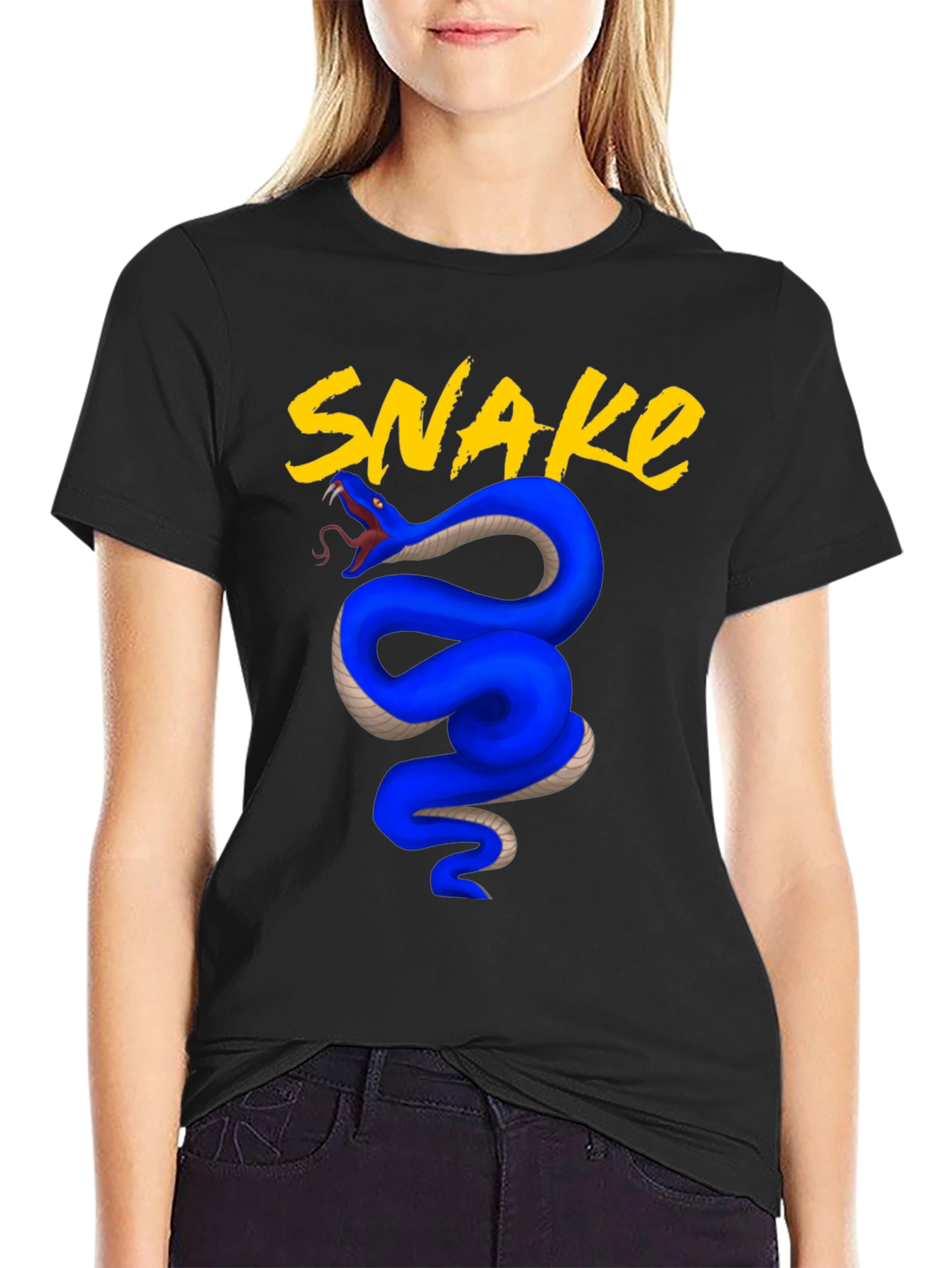 Black Blue Snake Graphic Tee - Bold & Stylish view 2