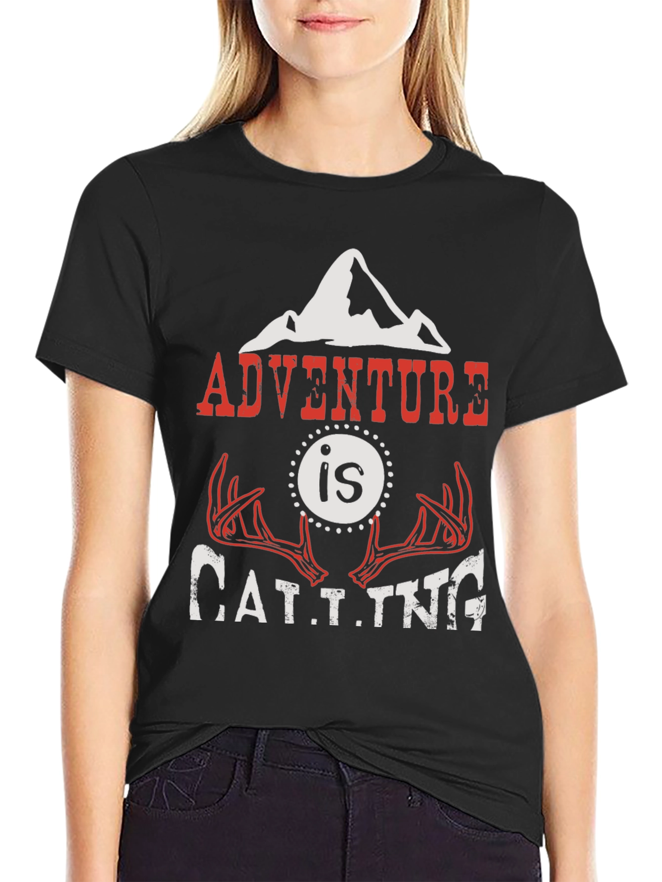 Black Adventure is Calling Graphic T-Shirt view 2