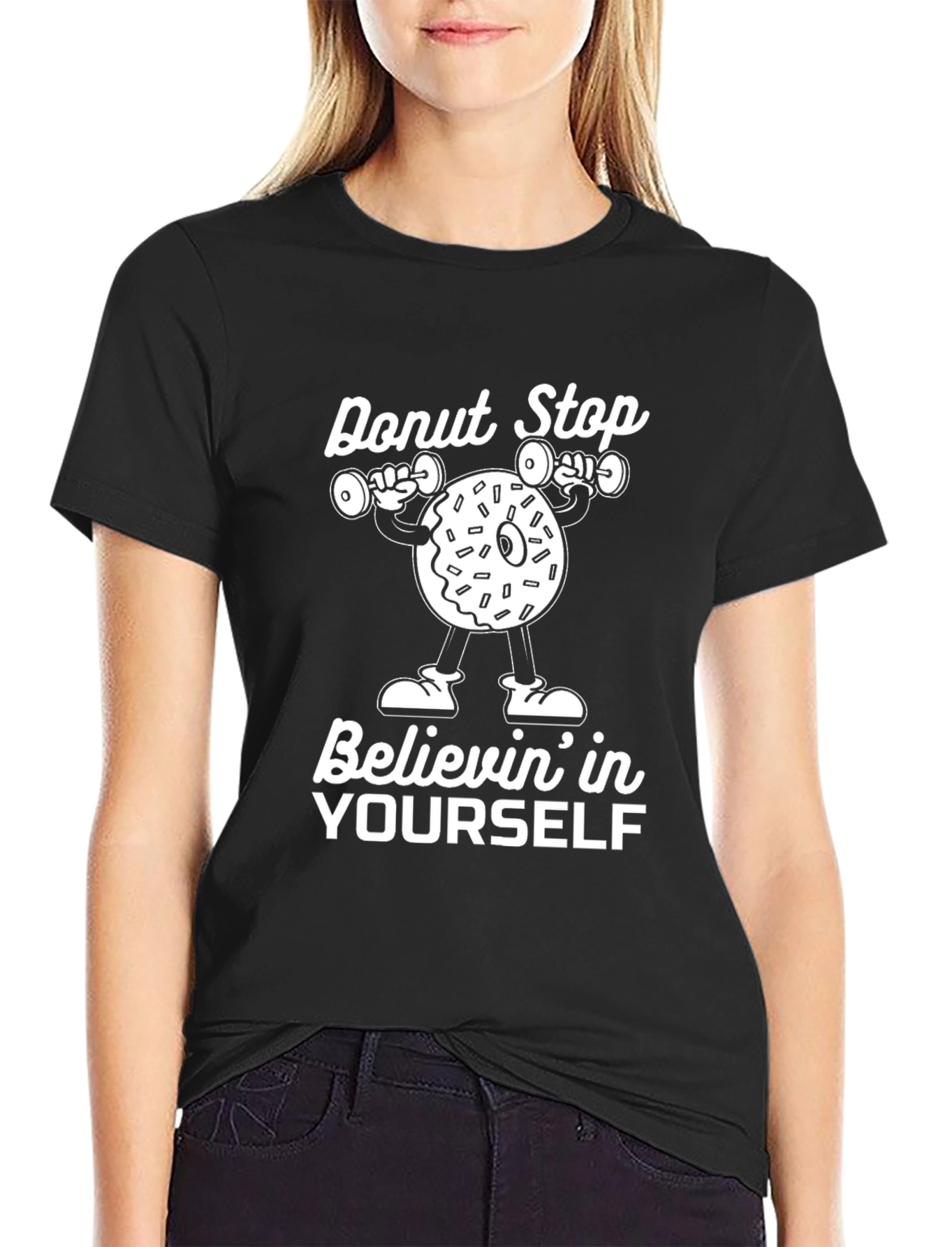 Black Donut Stop Believin' T-Shirt view 2