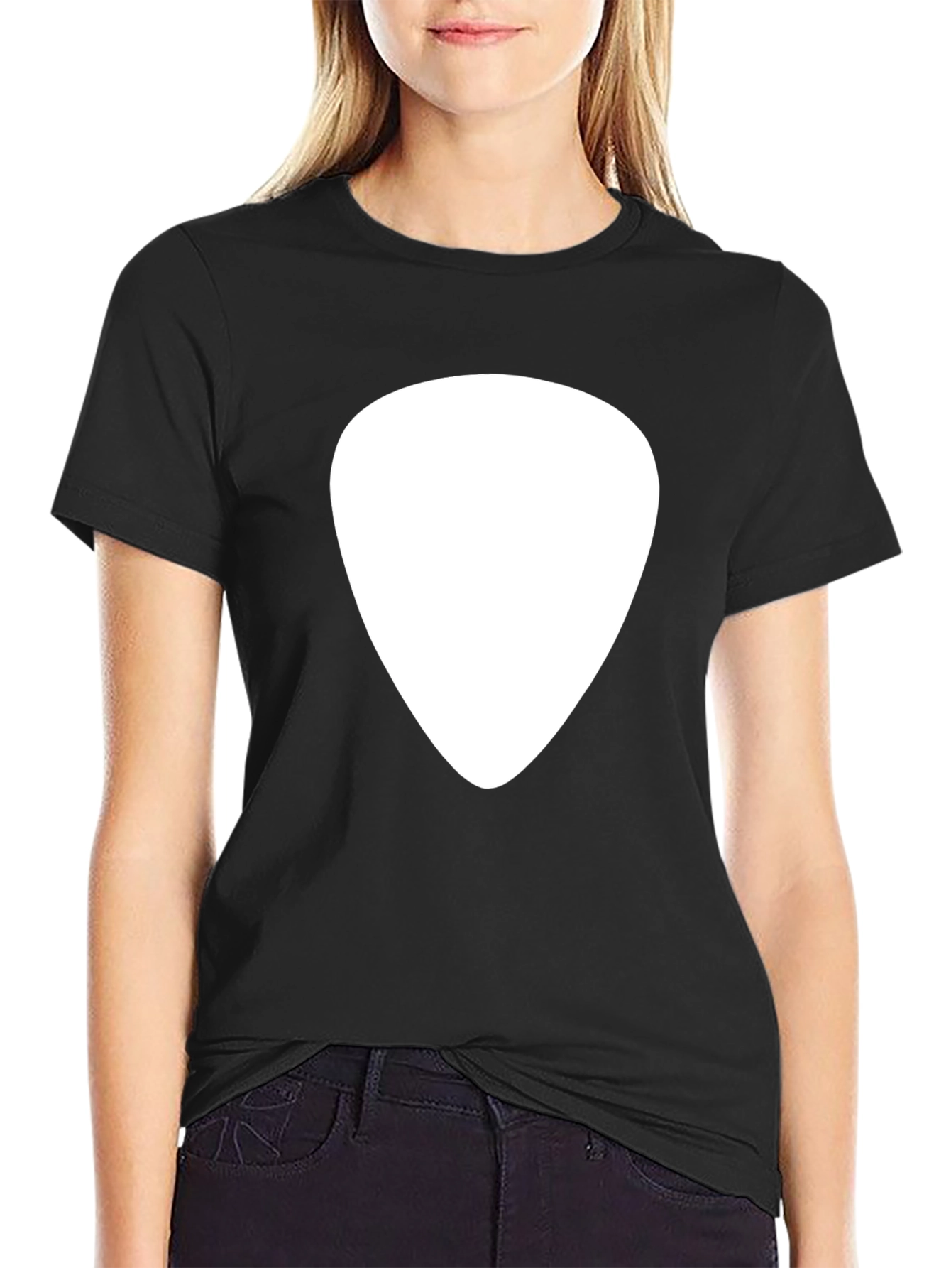 Black Guitar Pick Graphic Tee - Black Cotton Casual Shirt view 2