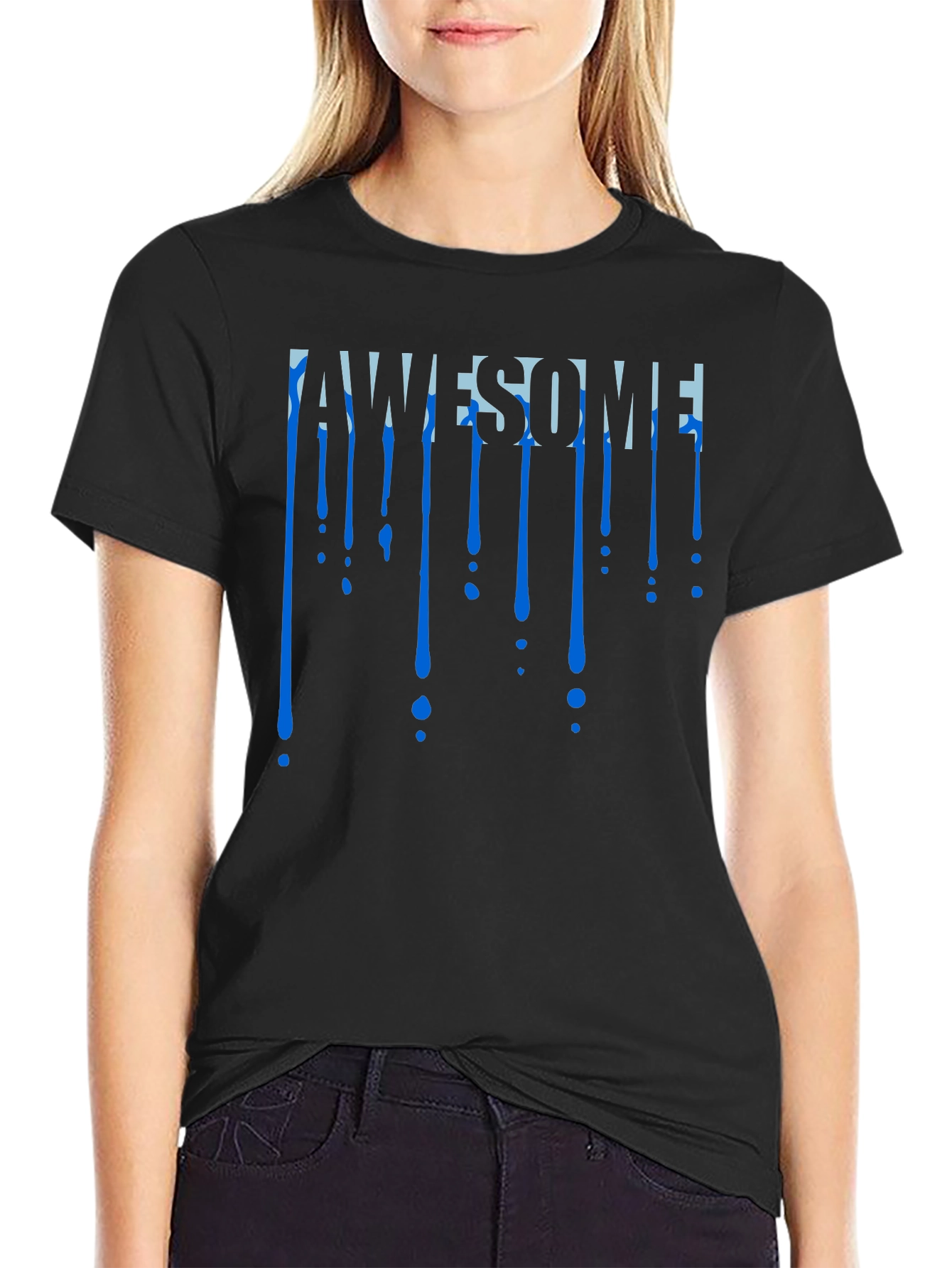 Black Awesome Drip Tee - Cool Graphic Design view 2
