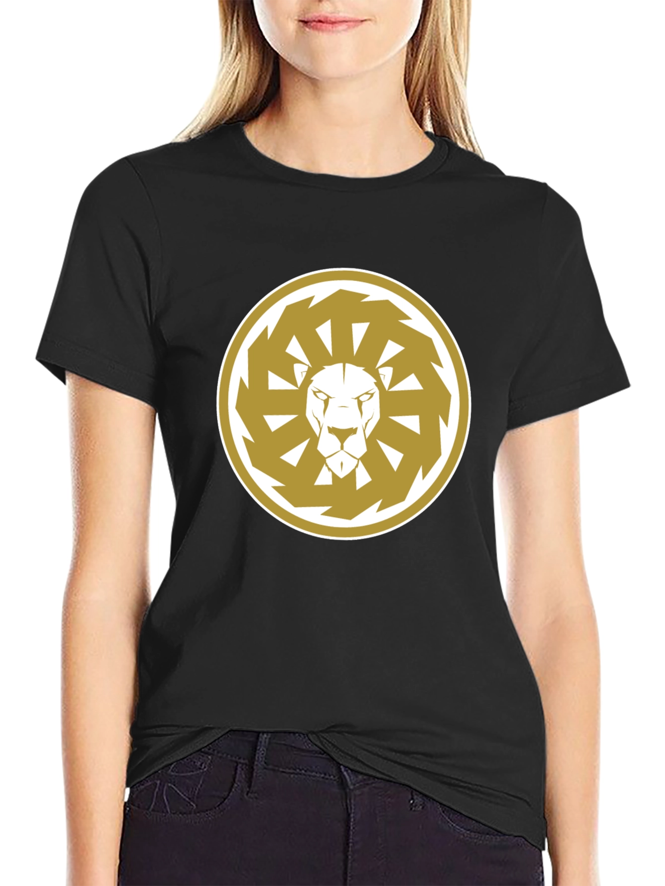 Black Lion Sun Wheel Black T-Shirt view 2