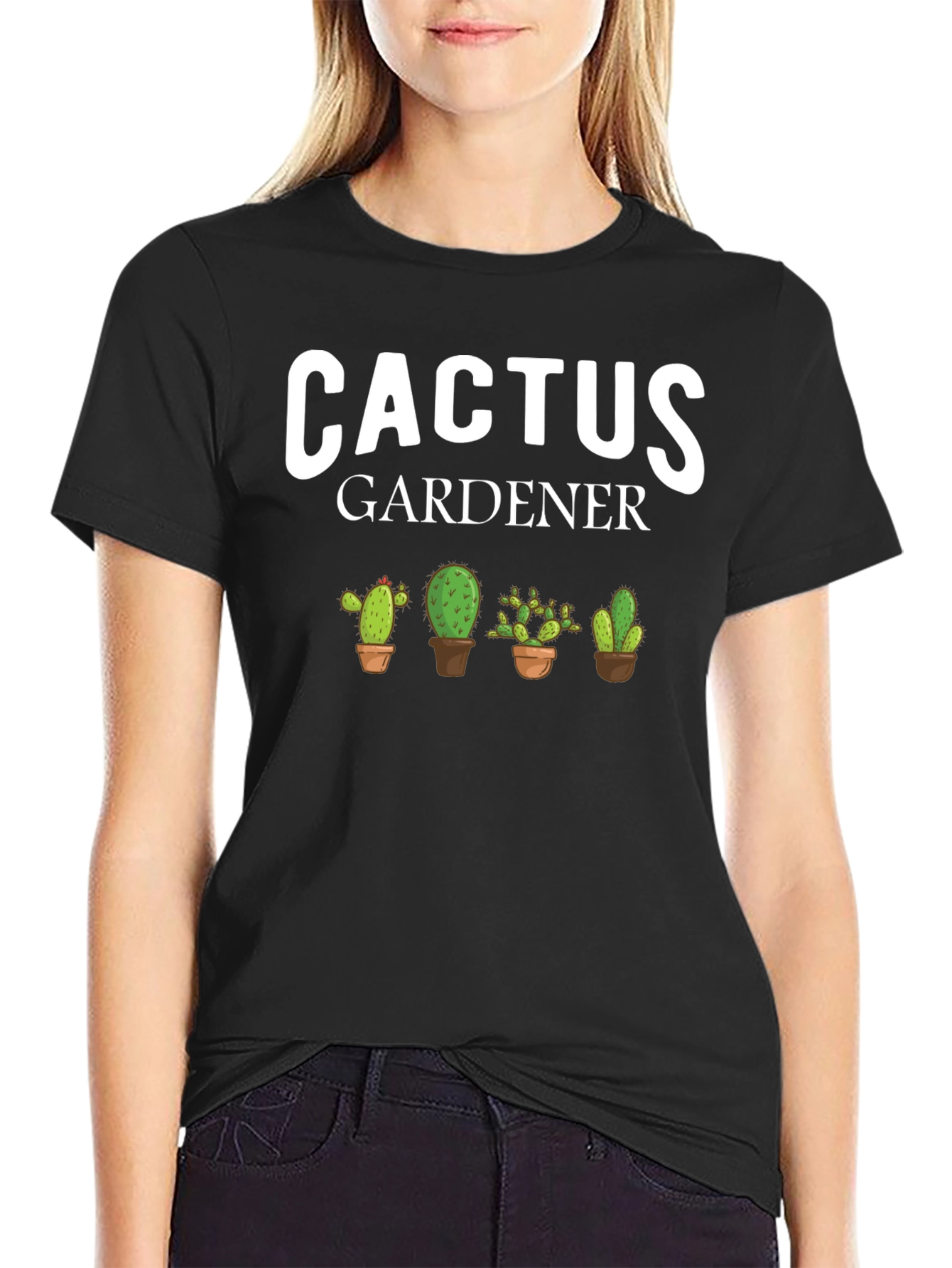 Black Cactus Gardener Graphic T-Shirt view 2
