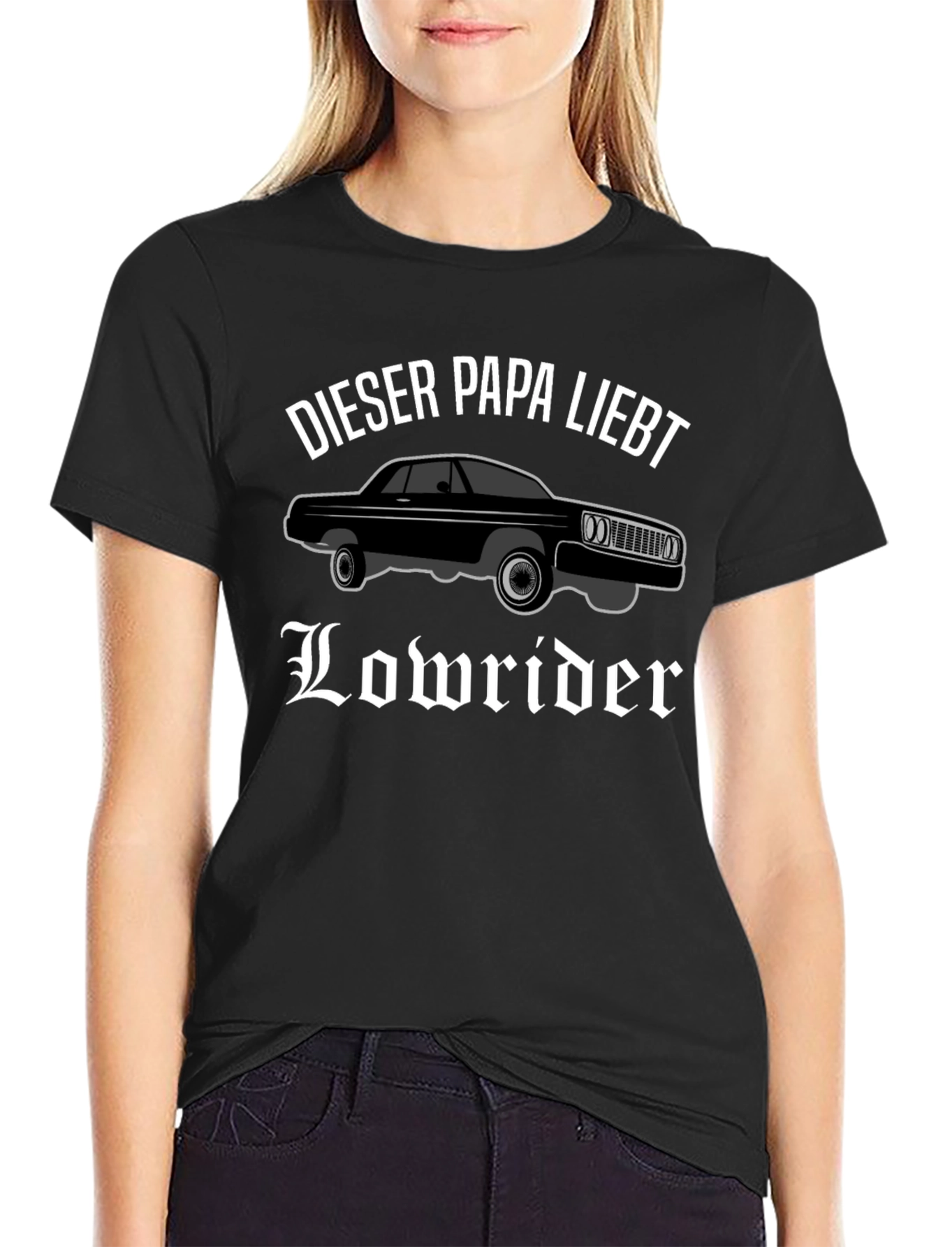 Black Lowrider Dad T-Shirt - Black Car Lover Tee view 2