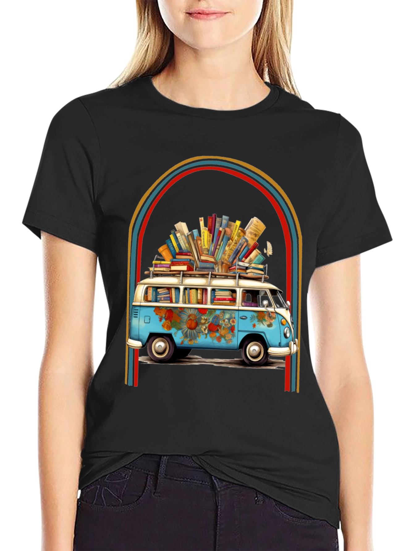 Black Book Lover Retro Van Graphic Tee view 2
