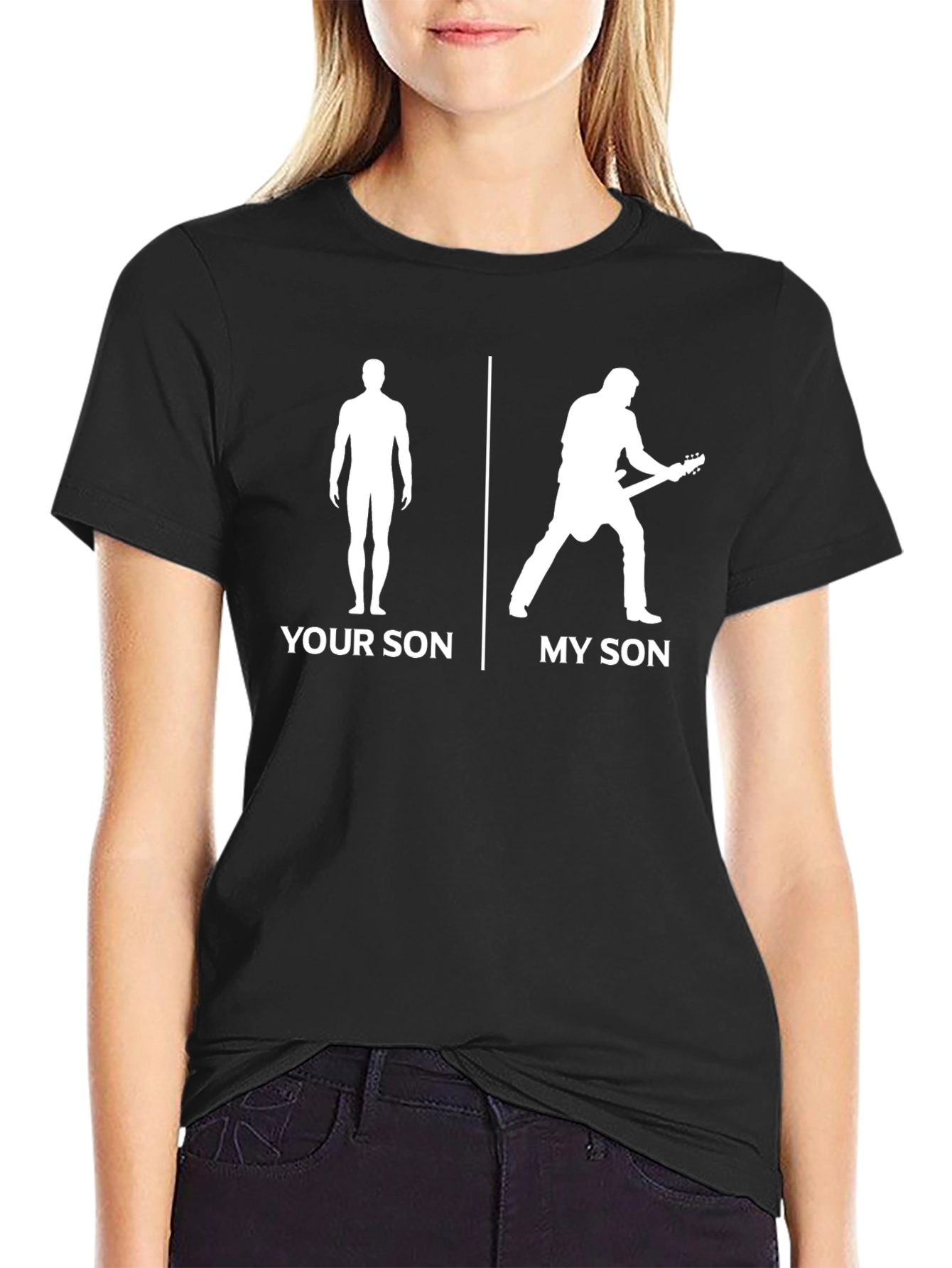 Black Your Son vs My Son Guitarist T-Shirt - Black view 2