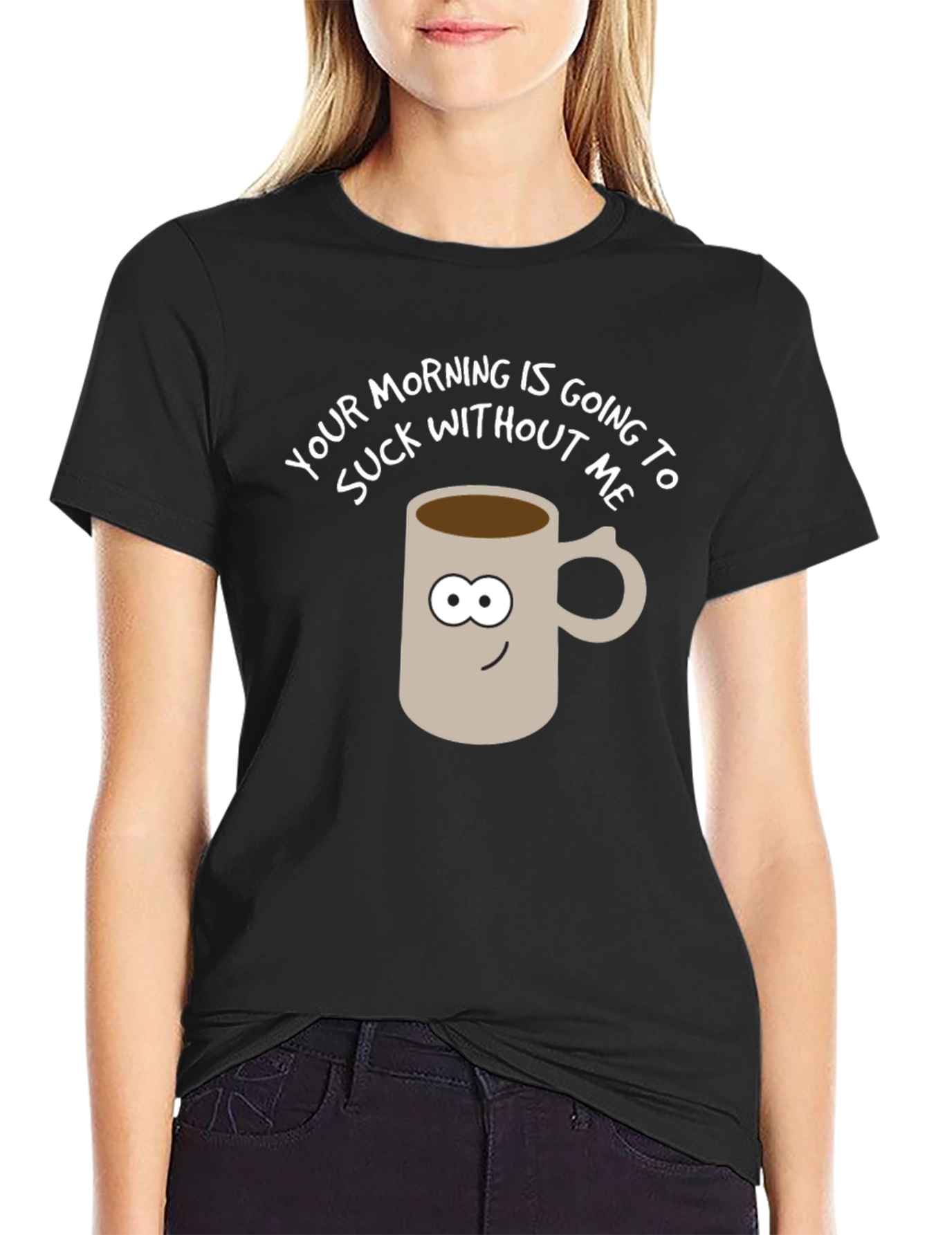 Black Funny Coffee Mug Graphic Tee - Your Morning Sucks! view 2