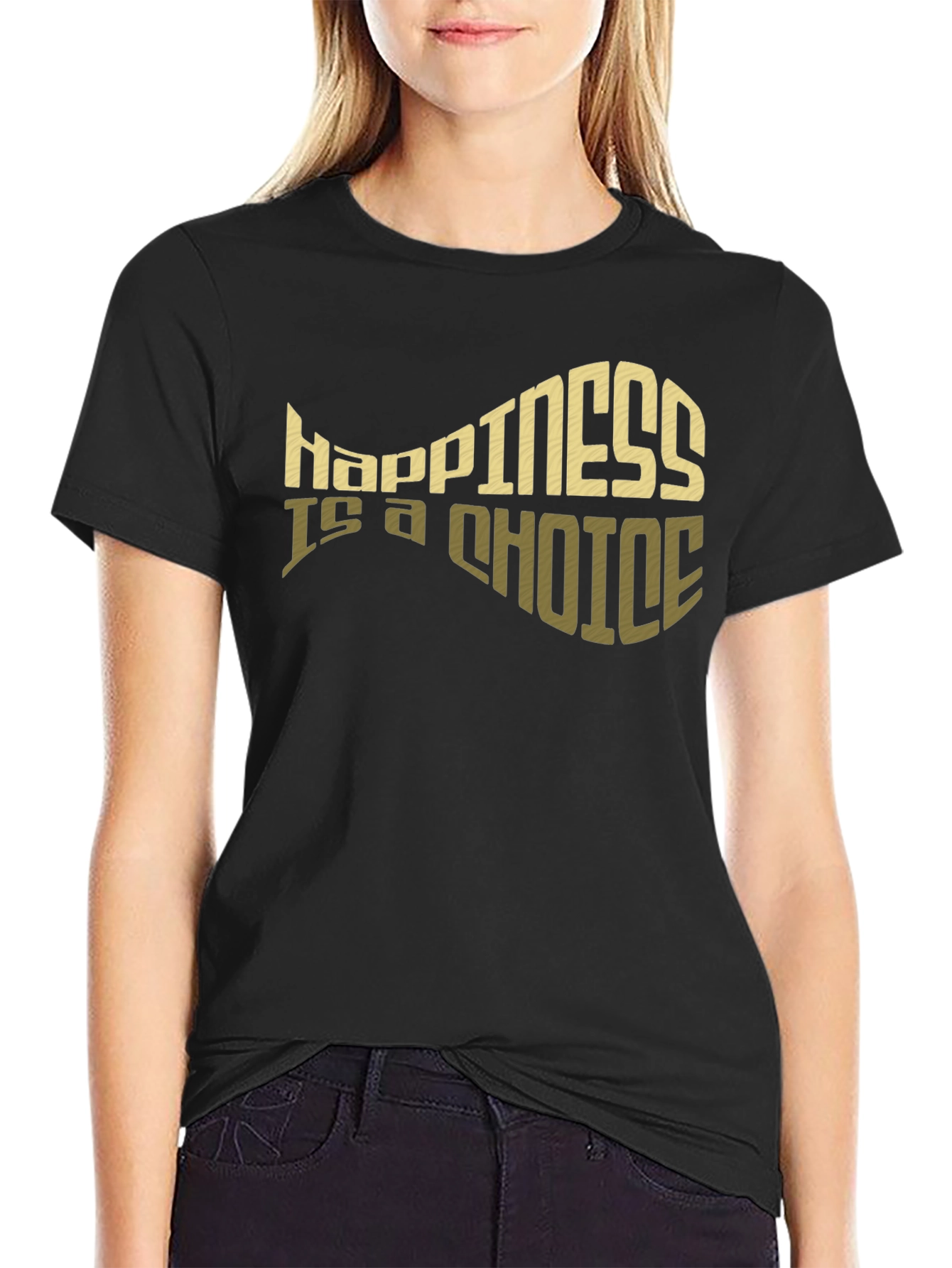 Black Happiness is a Choice Graphic Tee - Black view 2