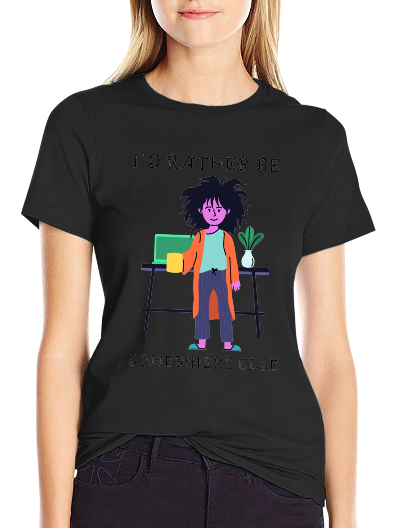 Black I'd Rather Be Elsewhere T-Shirt view 2