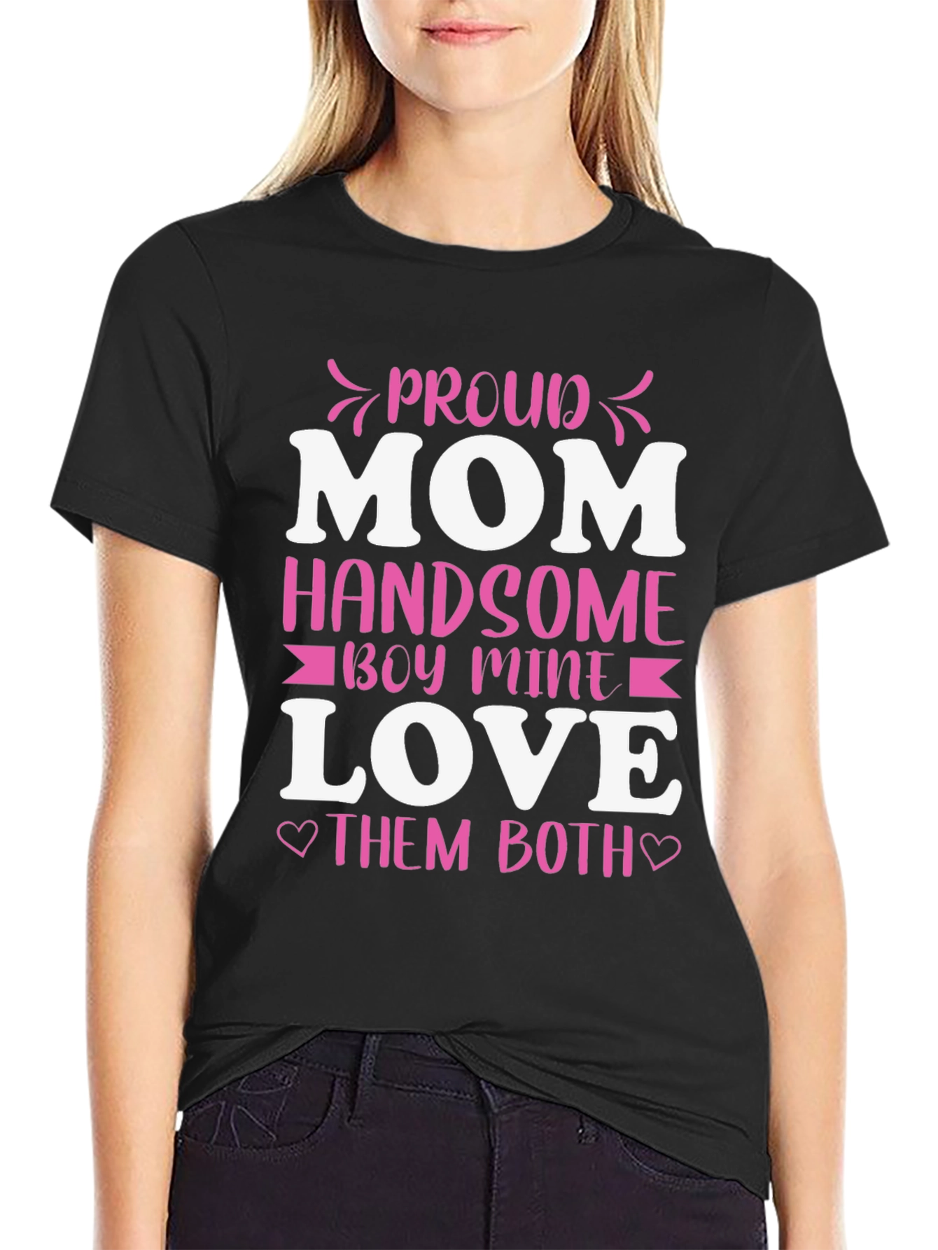 Black Proud Mom Handsome Boy Love T-Shirt view 2
