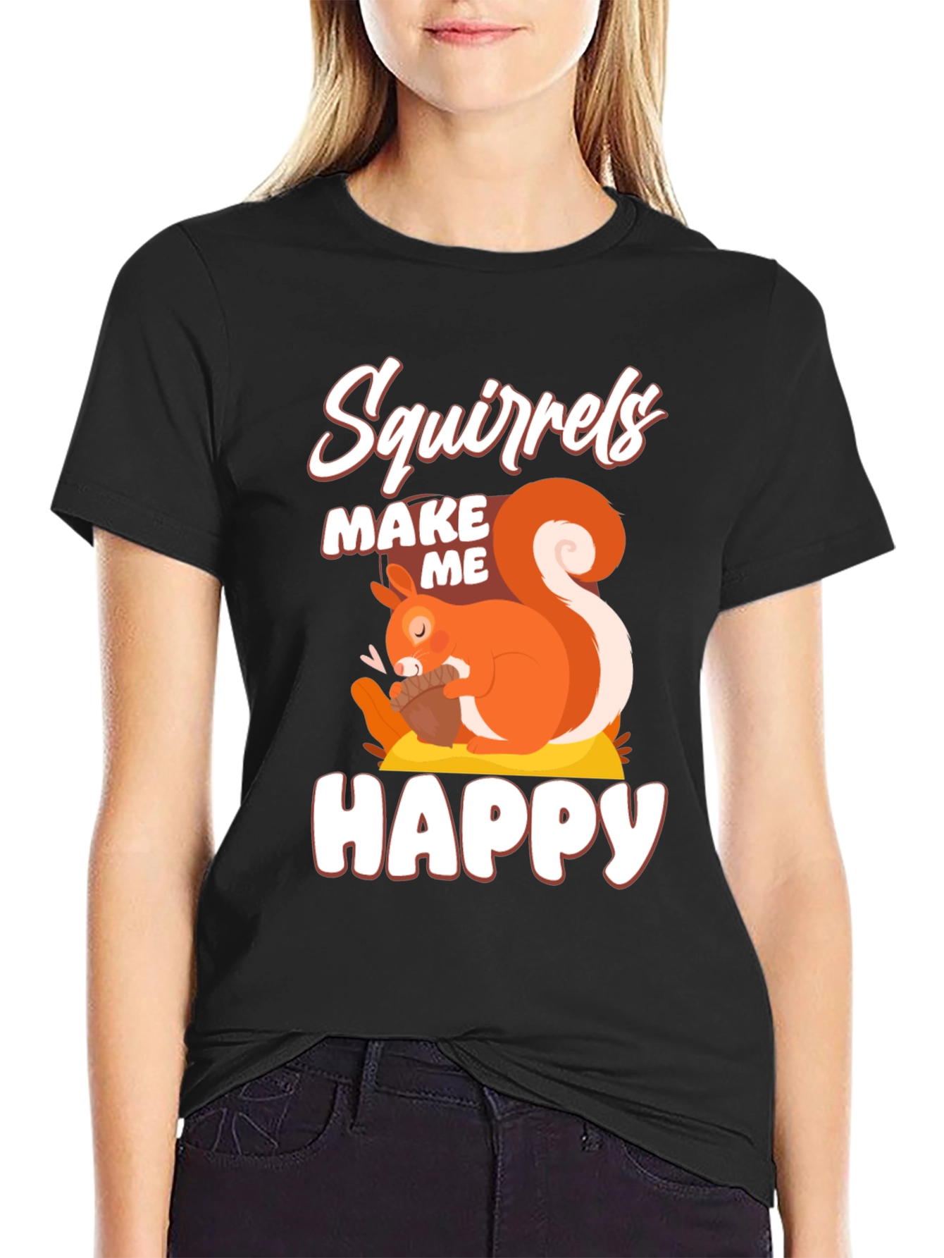 Black Squirrels Make Me Happy Graphic T-Shirt view 2