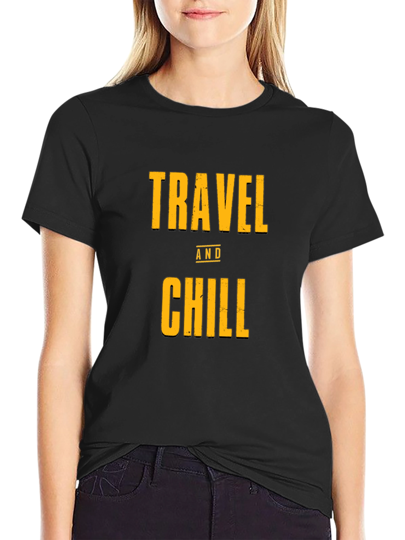 Black Travel and Chill Black Graphic Tee view 2