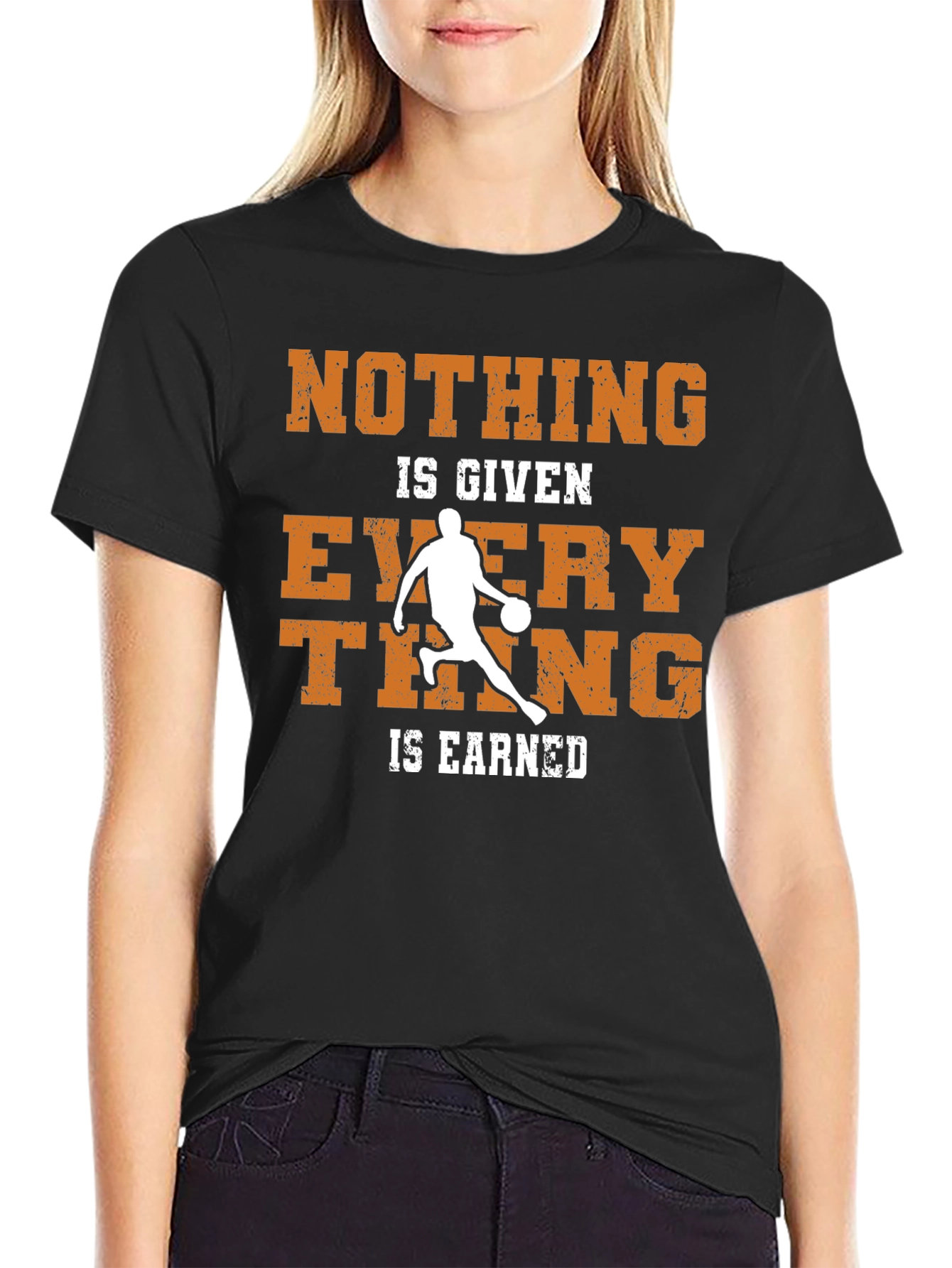Black Basketball Nothing Given Everything Earned T-Shirt view 2