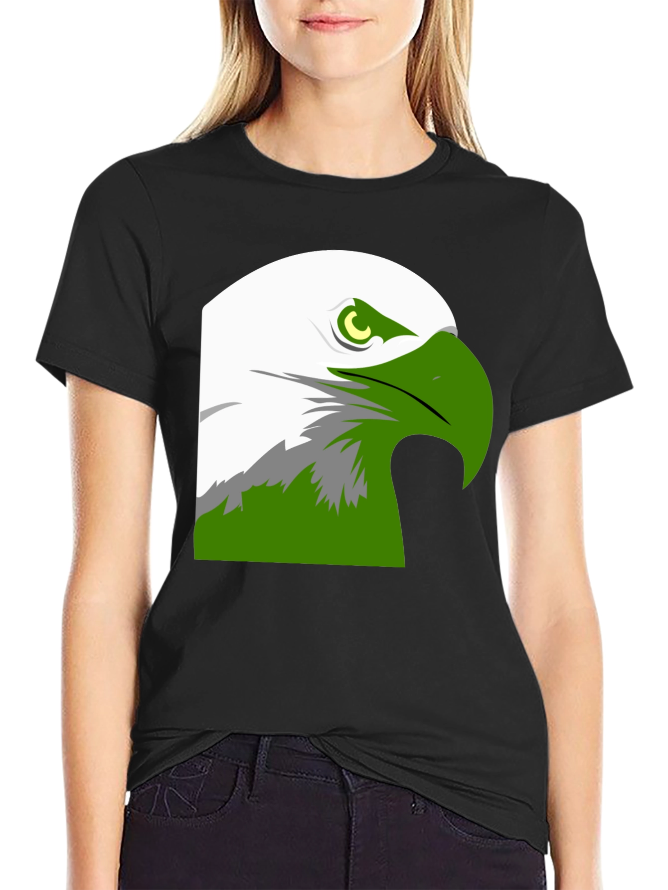 Black Bold Eagle Graphic Tee - Black Cotton Blend view 2