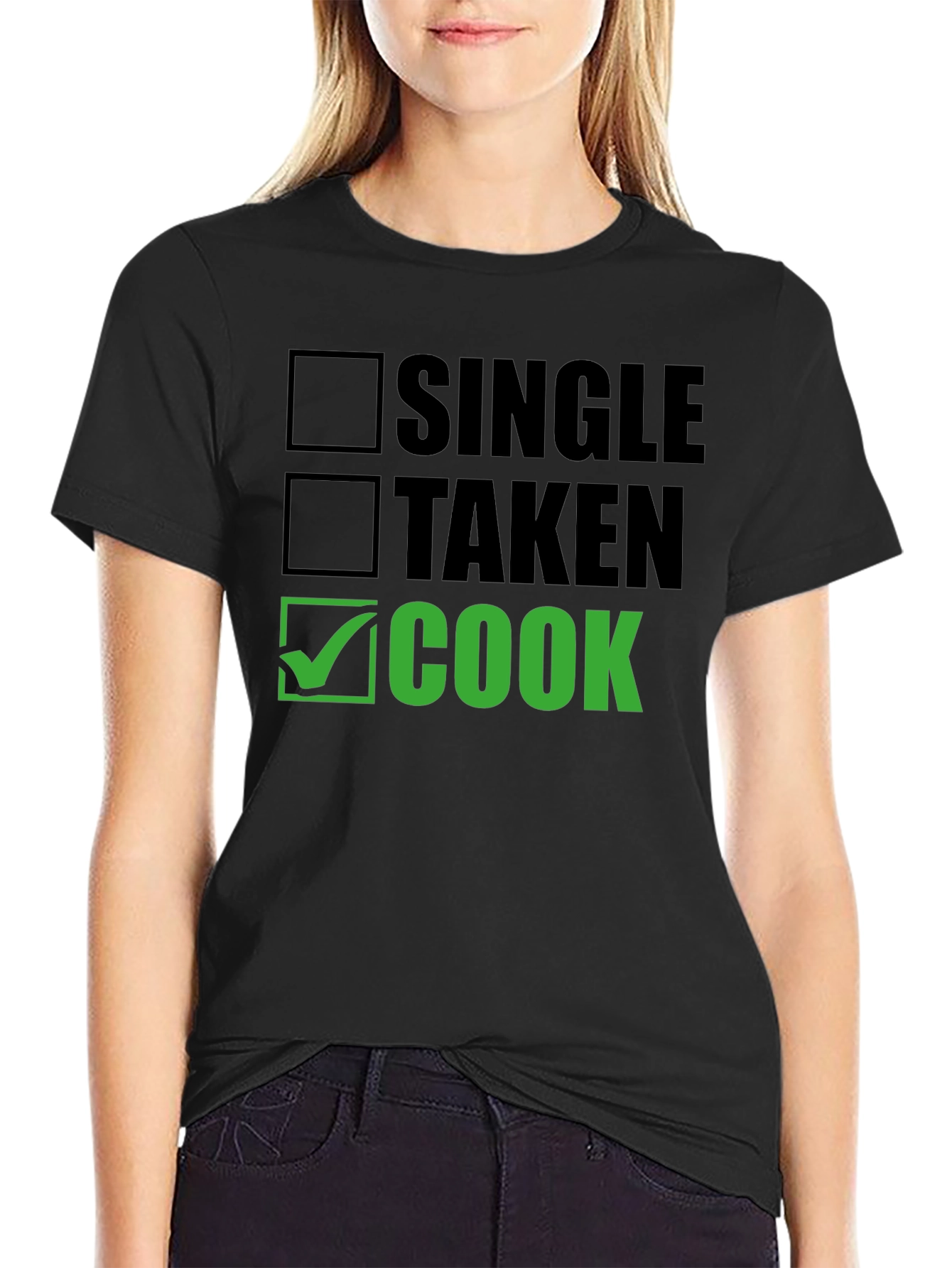 Black Single Taken Cook T-Shirt - Funny Chef Tee view 2