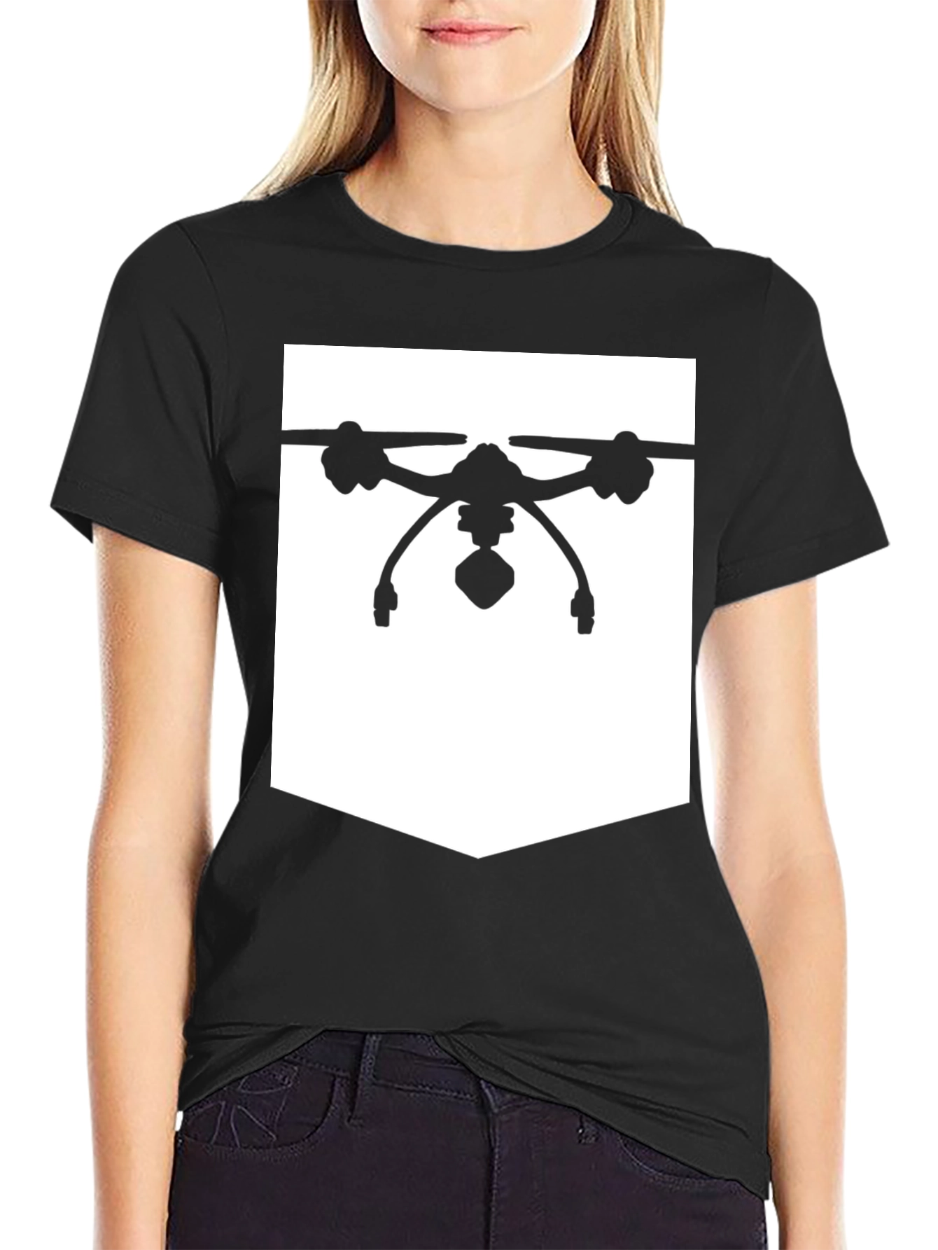 Black Drone Graphic Tee - Black Cotton Blend view 2