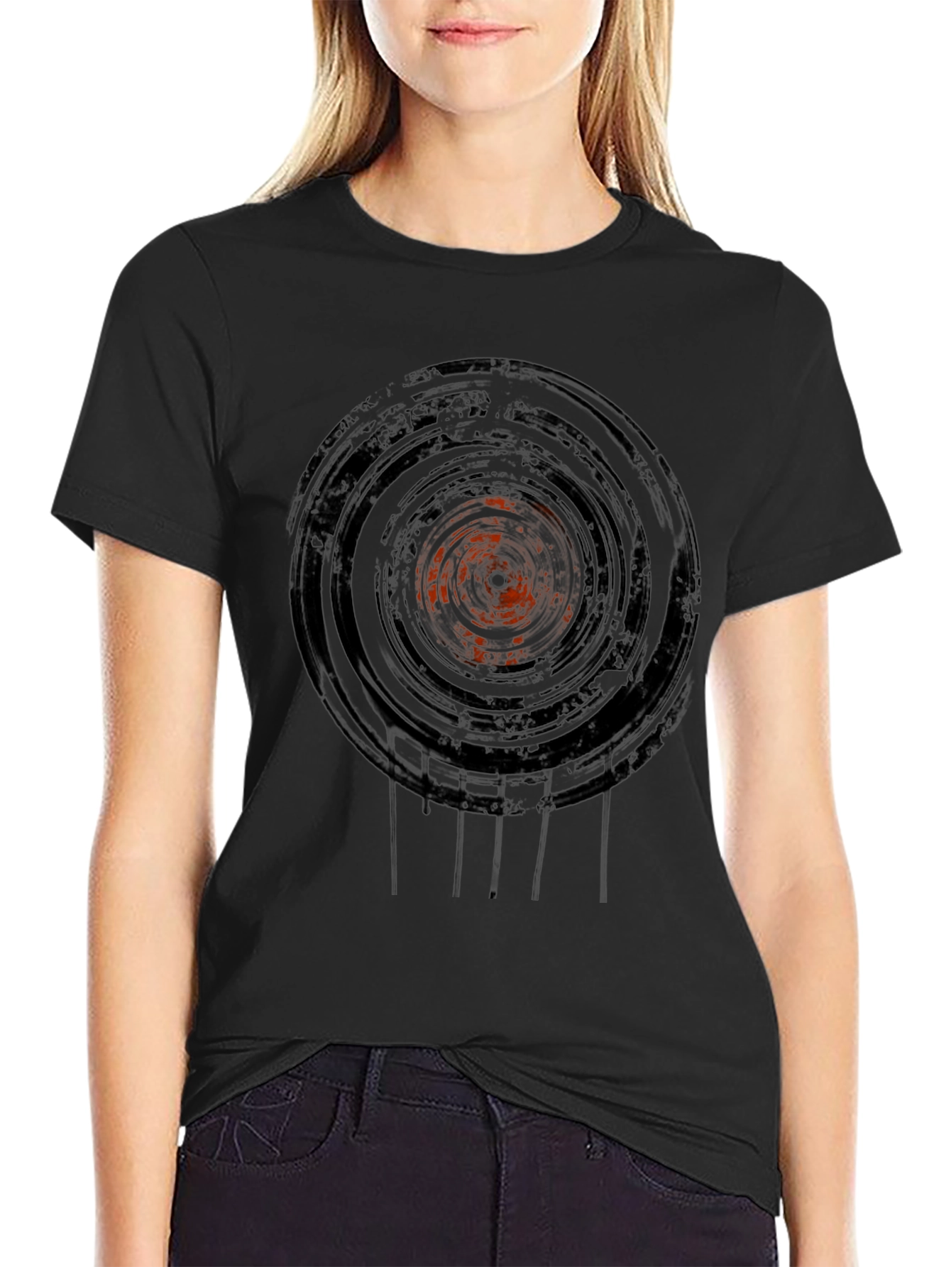 Black Vinyl Record Graphic Tee - Black view 2