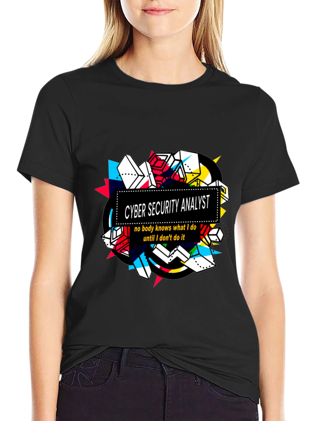 Black Cyber Security Analyst Graphic T-Shirt view 2