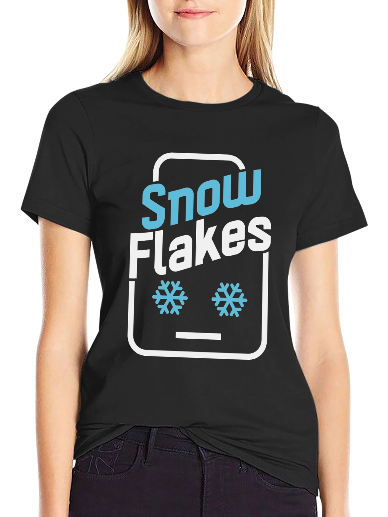 Black Snowflakes Graphic Tee - Fun Winter Design view 2