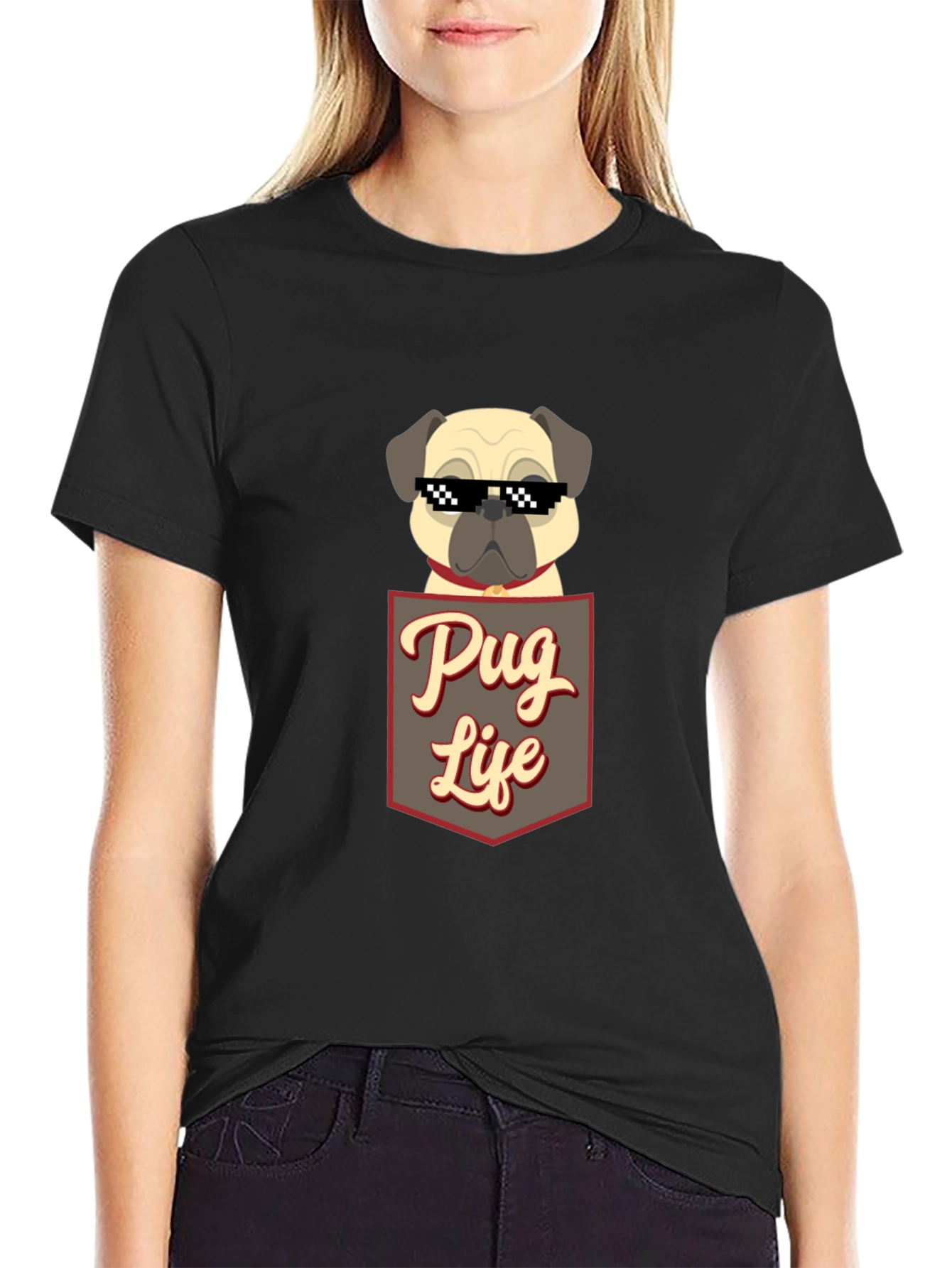 Black Pug Life T-Shirt - Funny Dog Tee view 2