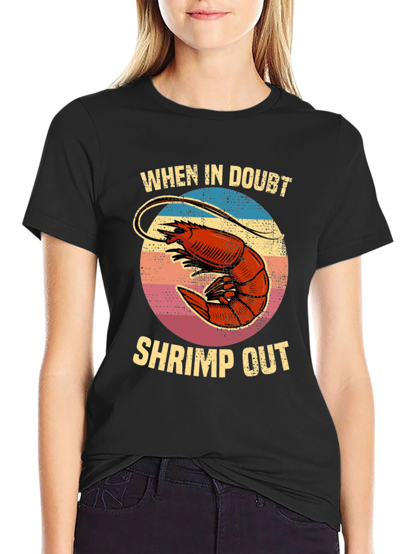 Black Shrimp Out T-Shirt - Funny Seafood Graphic Tee view 2