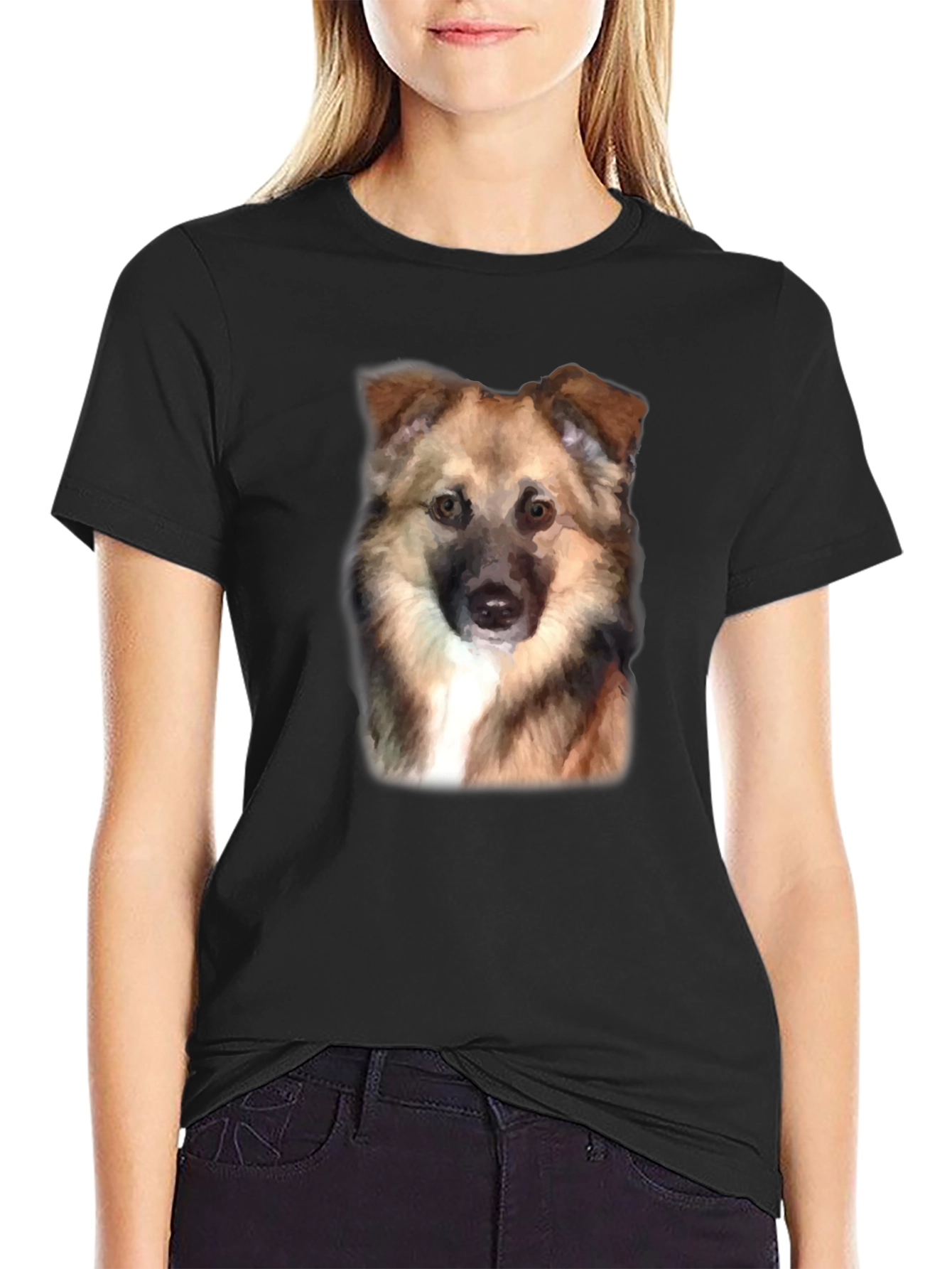 Black Dog Portrait Black T-Shirt view 2