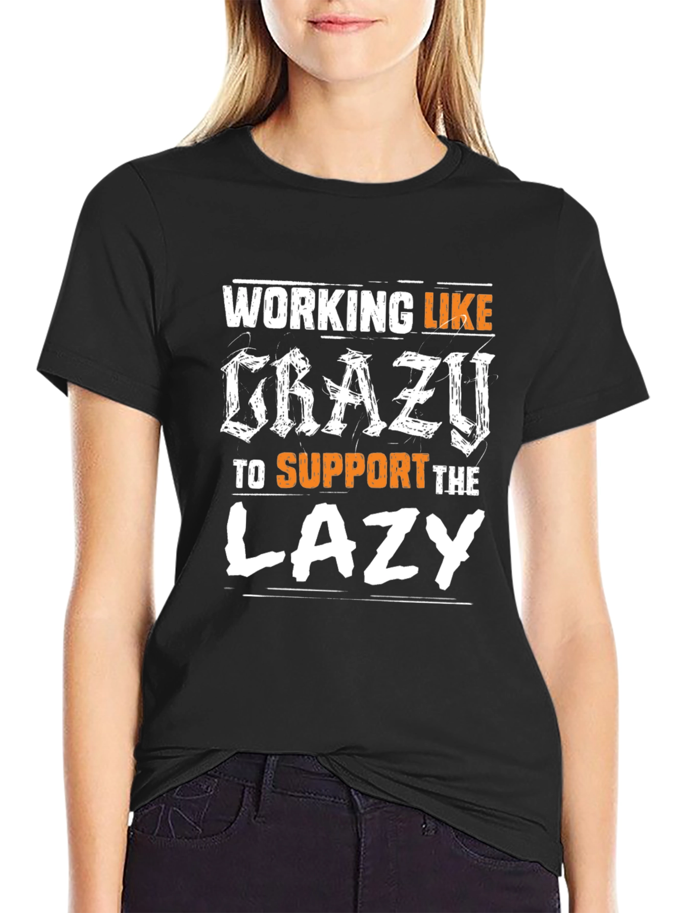 Black Working Like Crazy T-Shirt - Unisex view 2