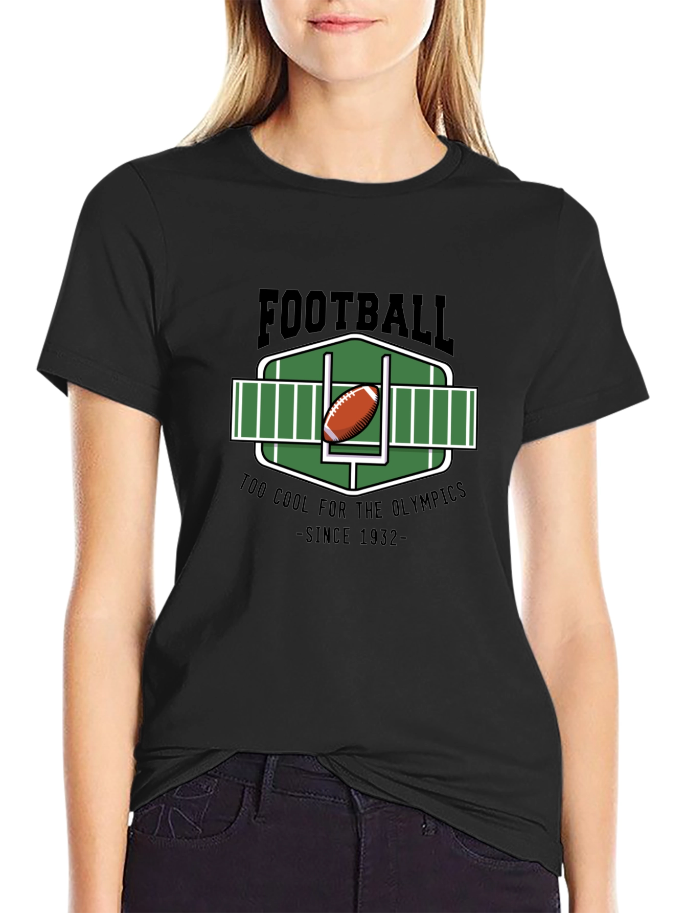 Black Football Too Cool Olympics T-Shirt view 2