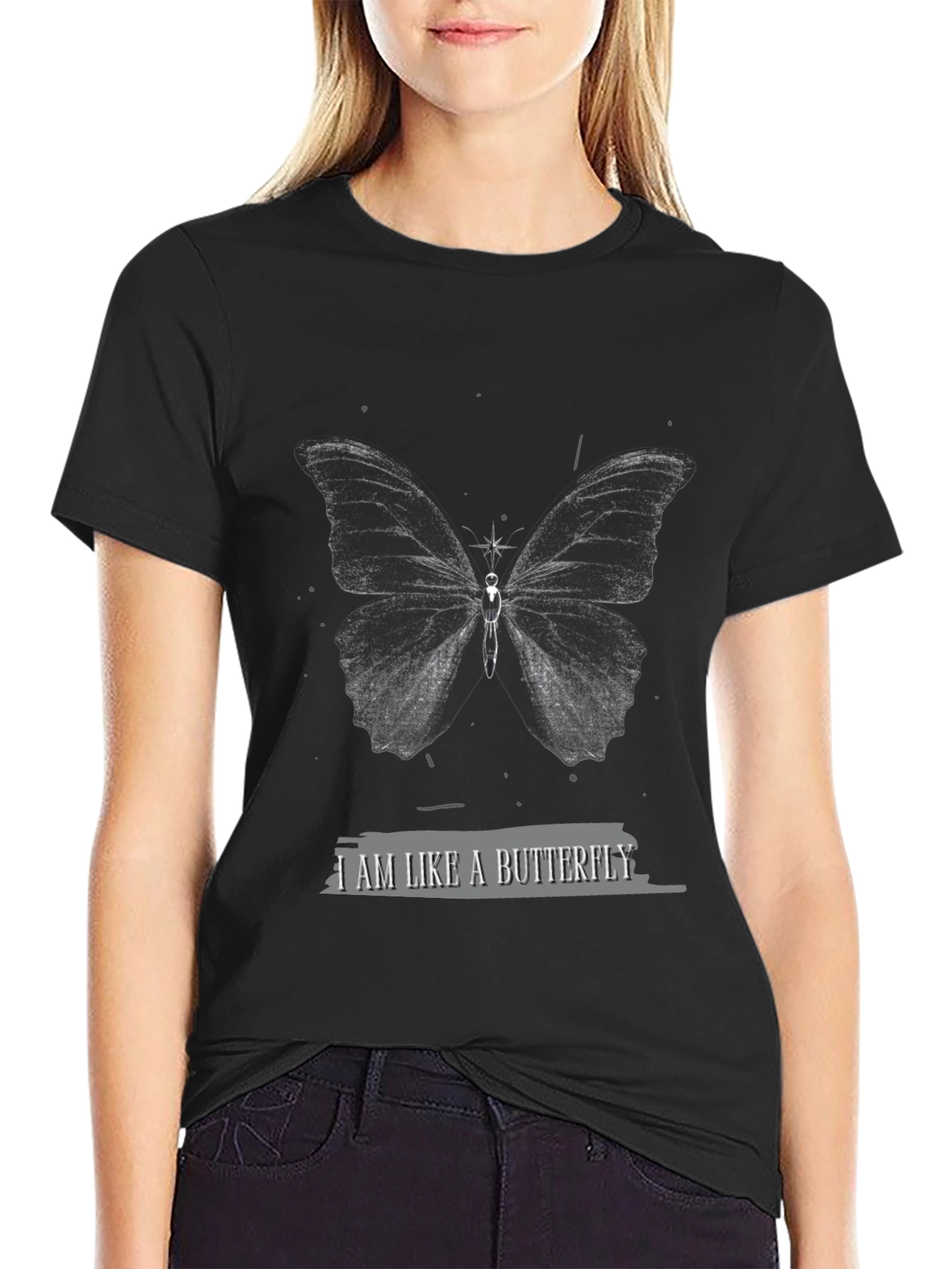 Black Butterfly Graphic Black Tee view 2