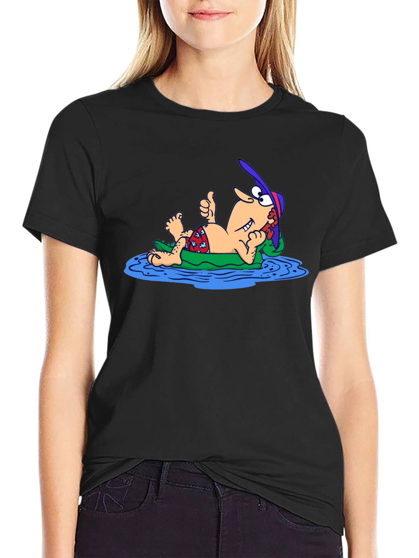 Black Funny Cartoon Relaxing T-Shirt view 2
