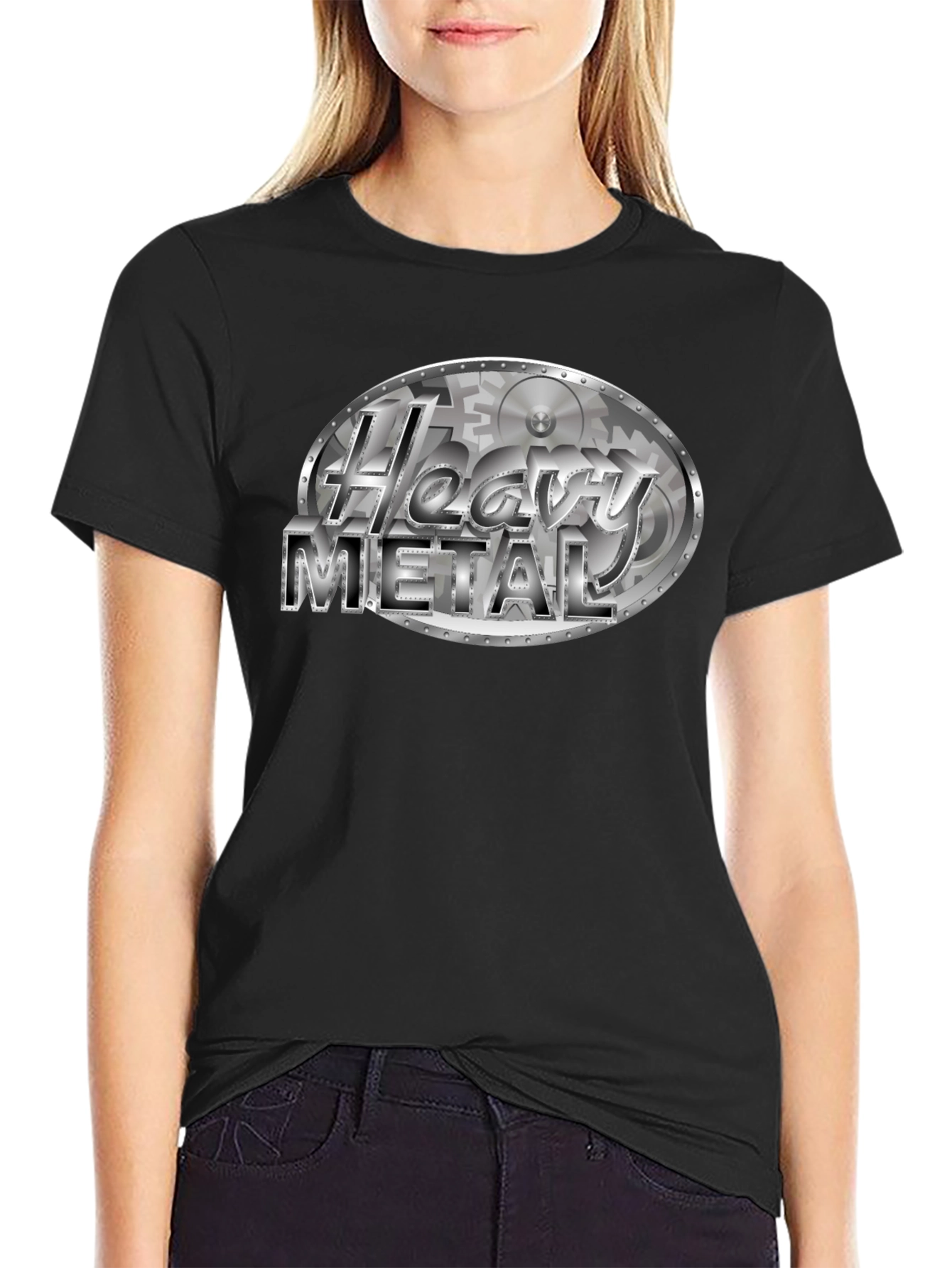 Black Heavy Metal T-Shirt - Gear Design Black Tee view 2