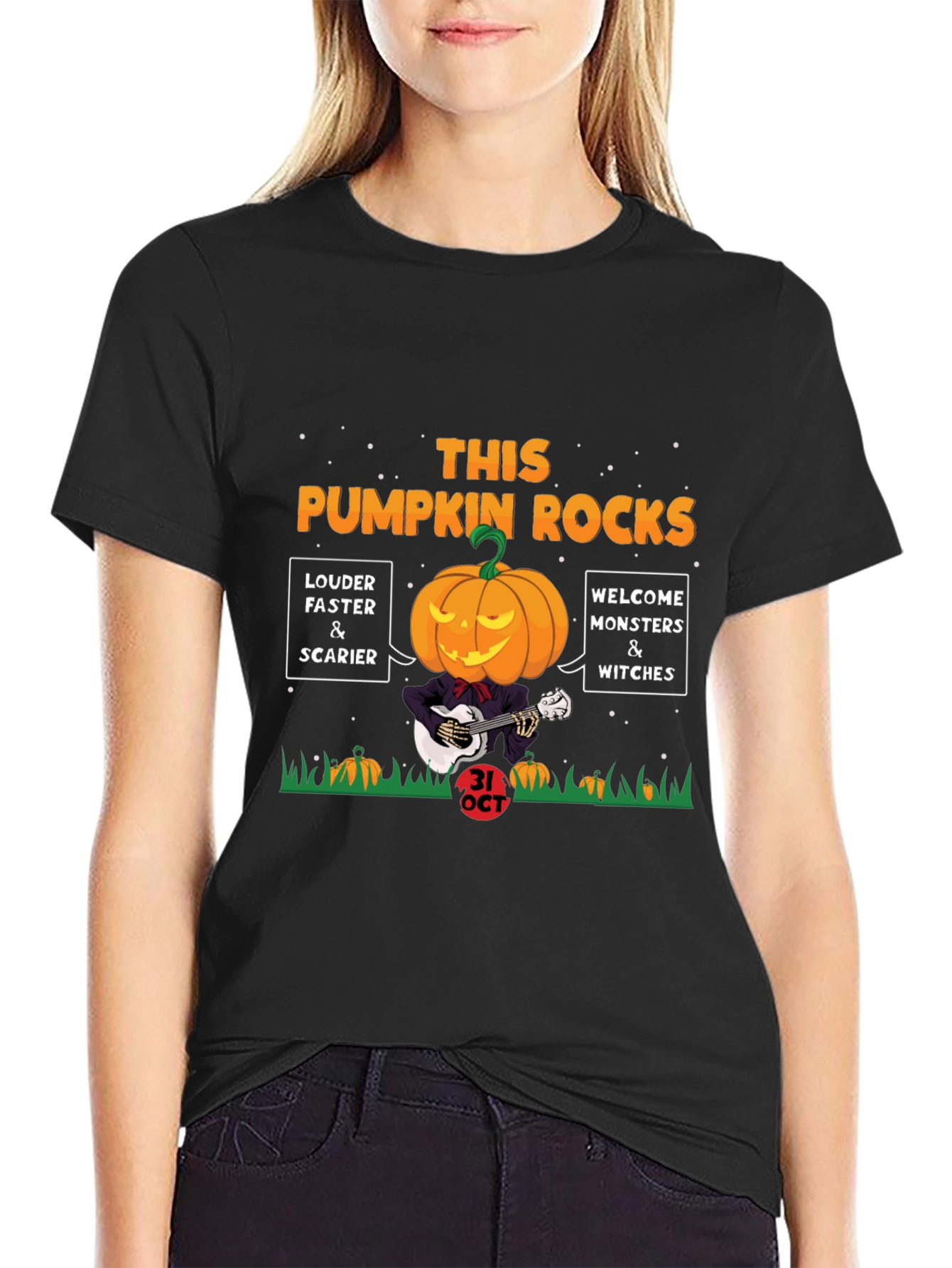 Halloween Pumpkin Rocks Graphic Tee - 2
