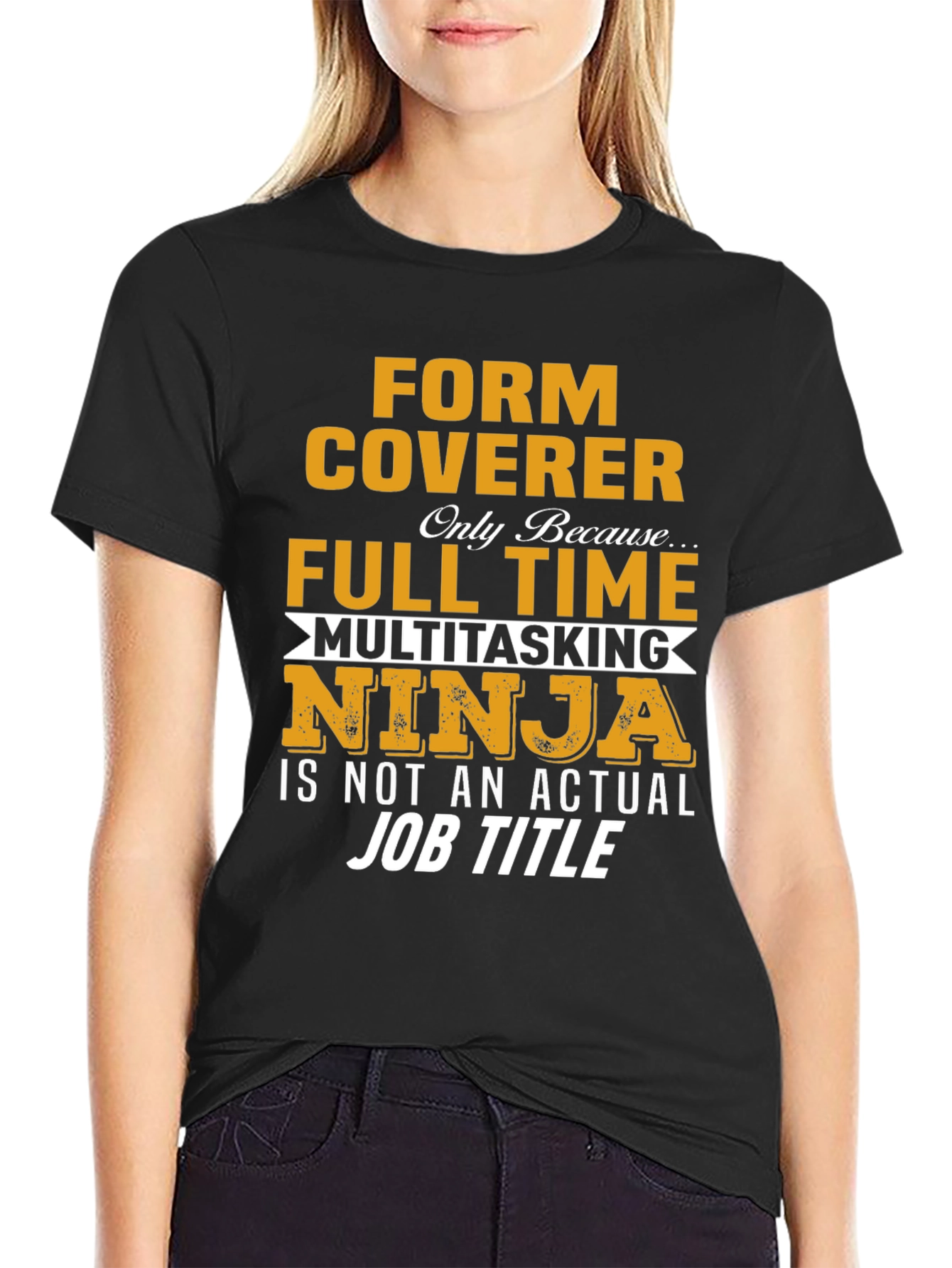 Black Form Coverer Multitasking Ninja Novelty T-Shirt view 2