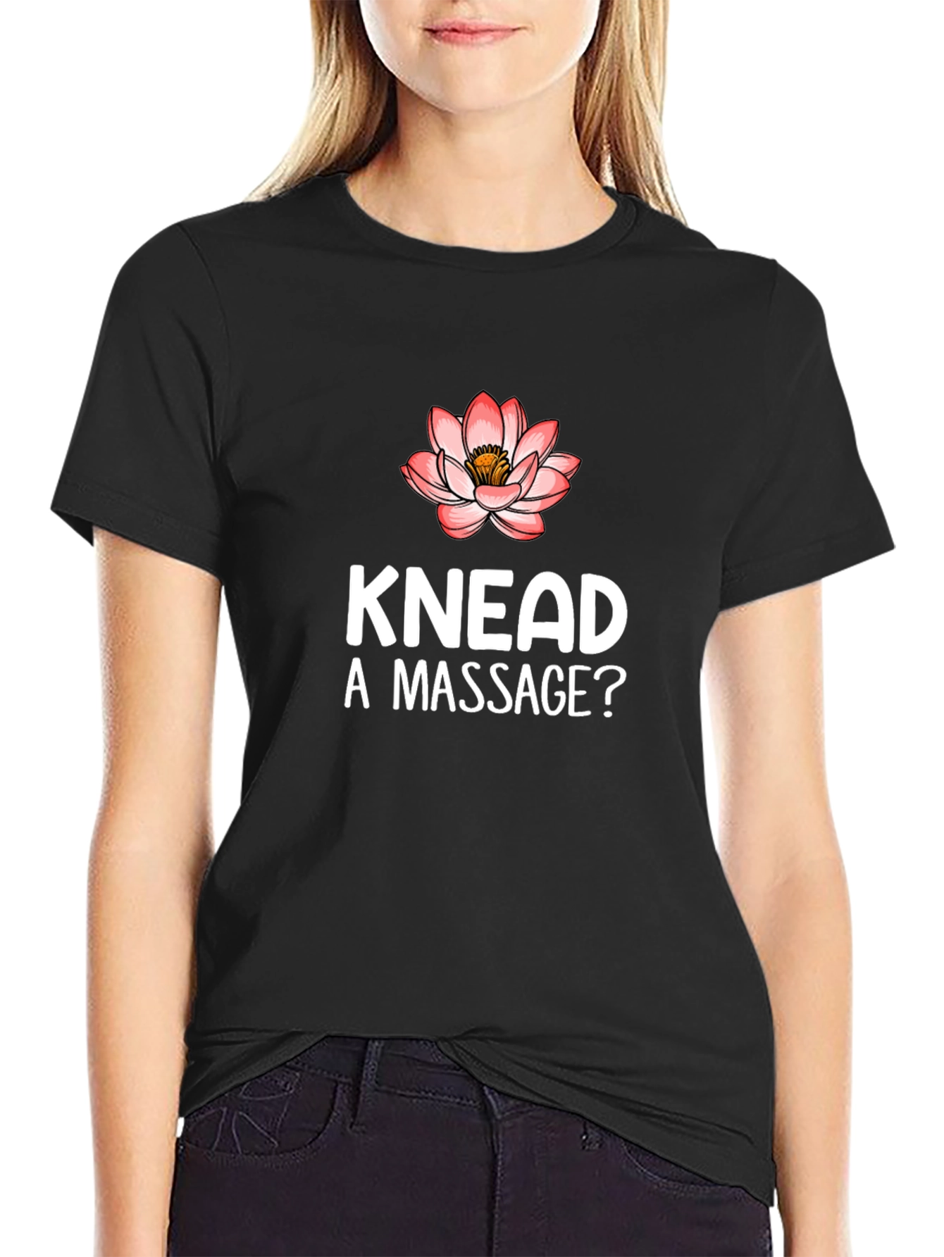 Black Knead a Massage? Funny Black Graphic Tee view 2