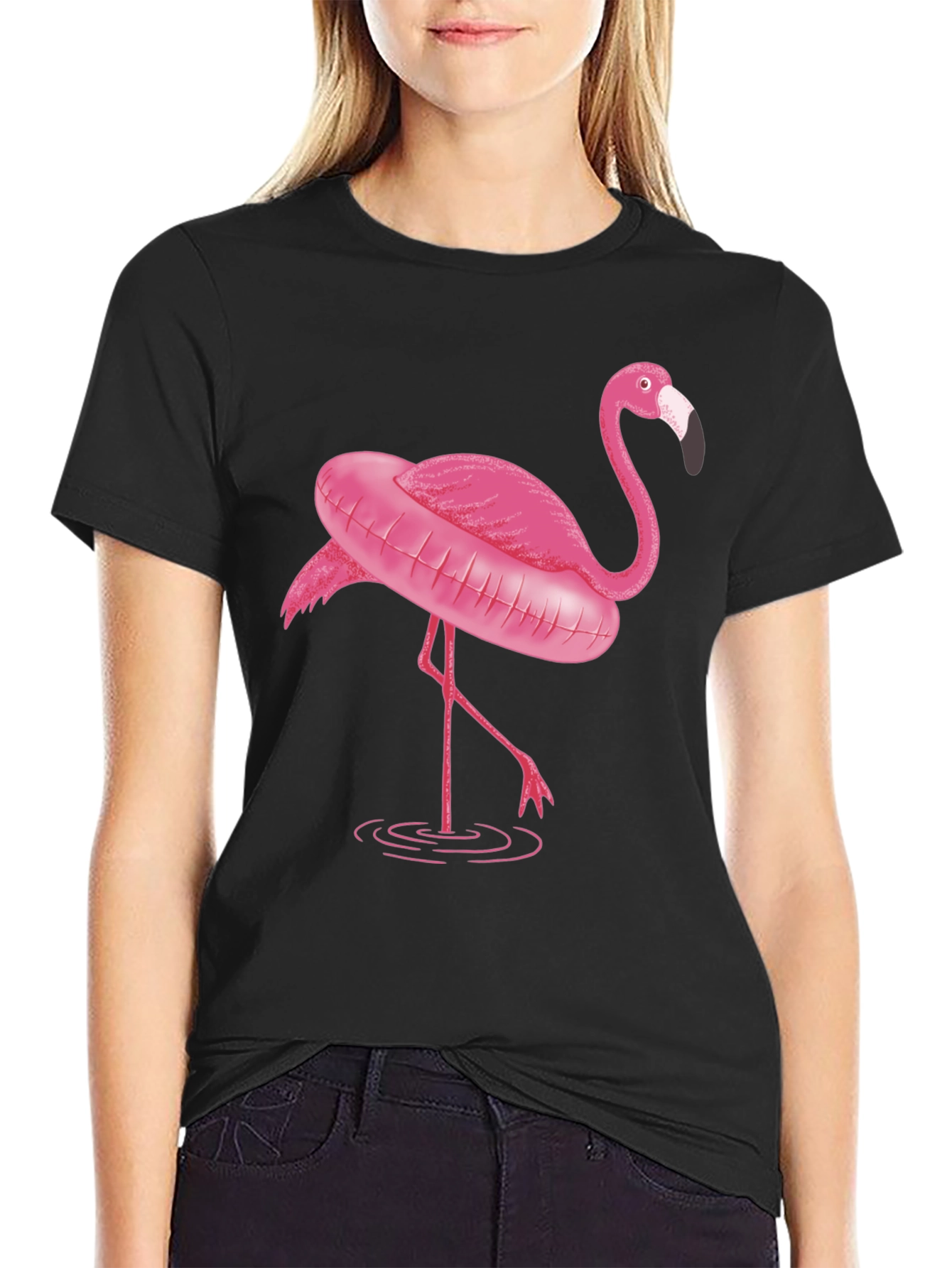 Black Flamingo T-Shirt - Black Graphic Tee view 2