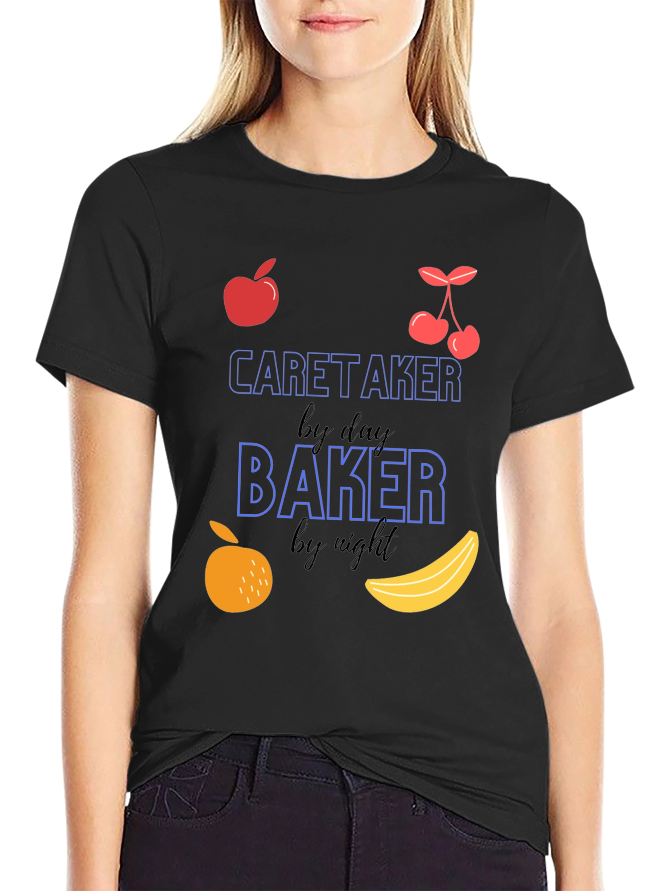 Black Caretaker by Day, Baker by Night Graphic Tee view 2