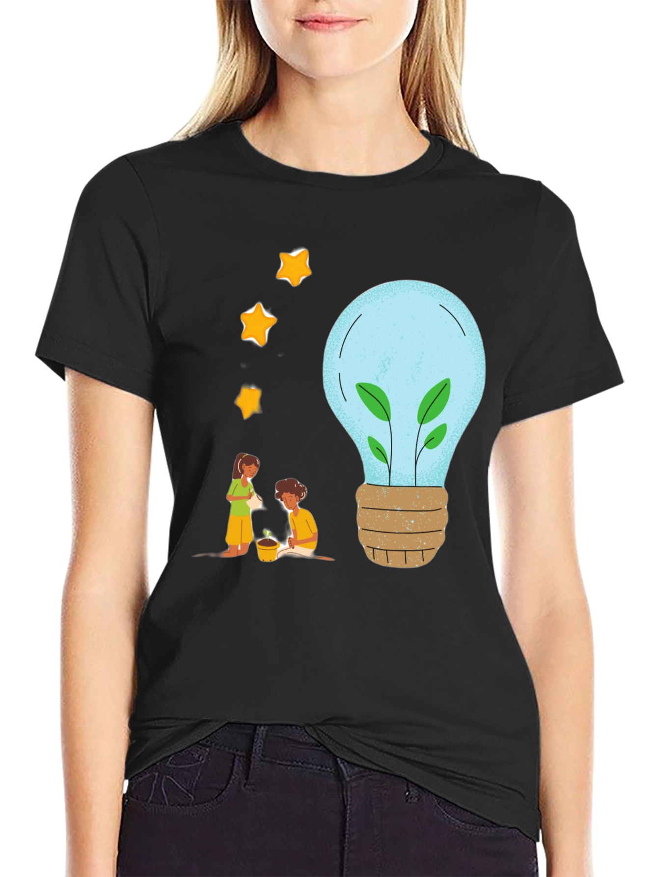 Black Eco-Friendly Graphic Tee - Plant a Brighter Future view 2