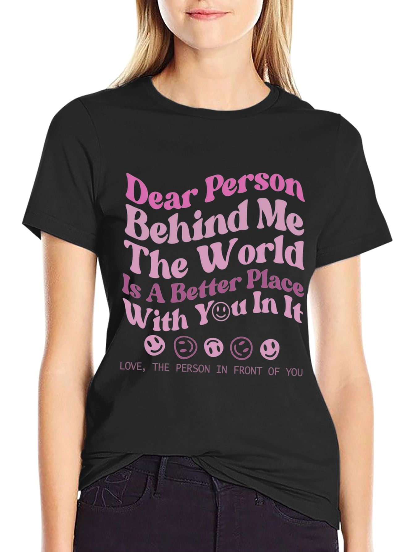 Black Dear Person Graphic Tee - Positive Message T-Shirt view 2