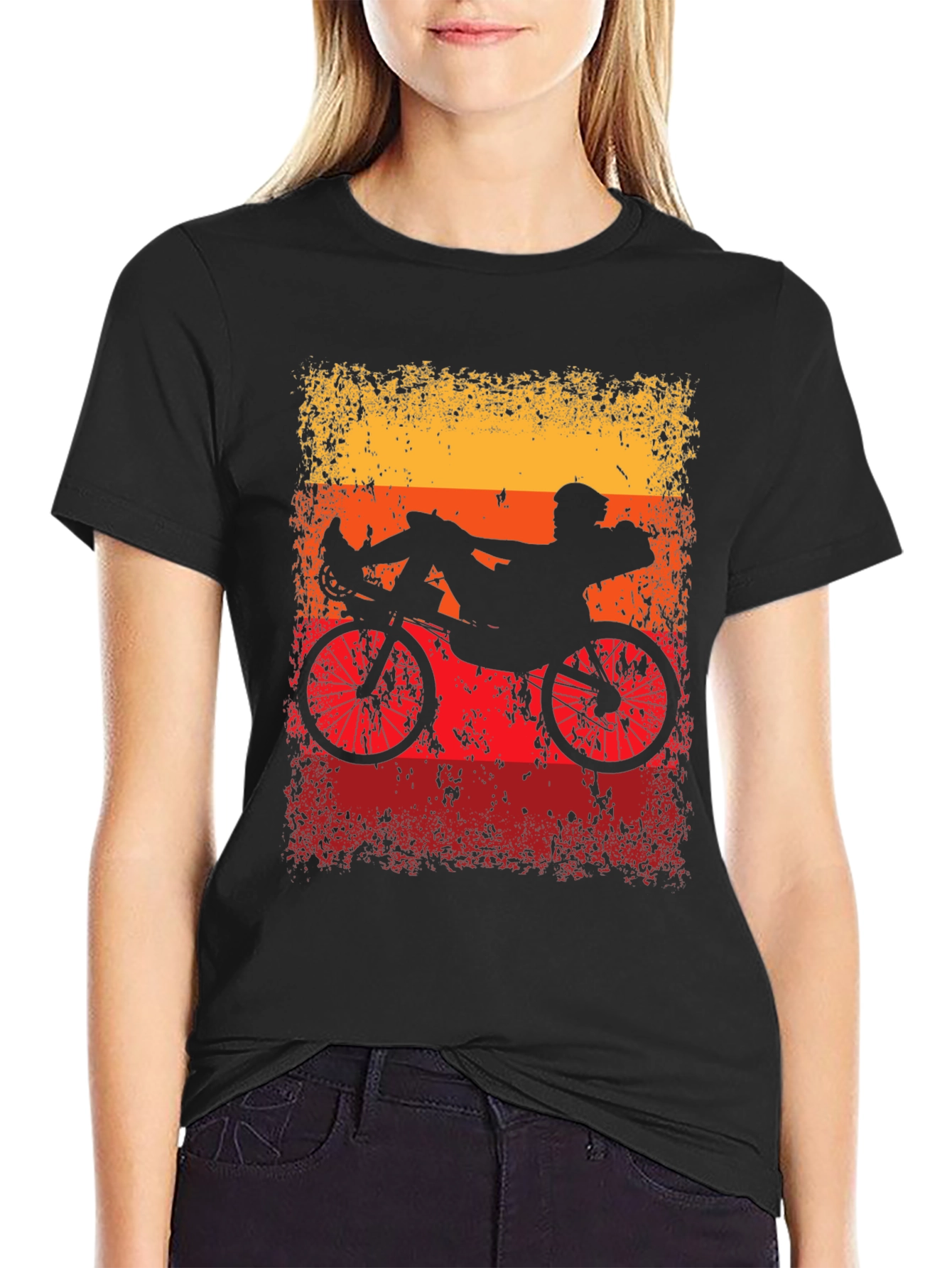 Black Recumbent Bike Silhouette Graphic Tee view 2