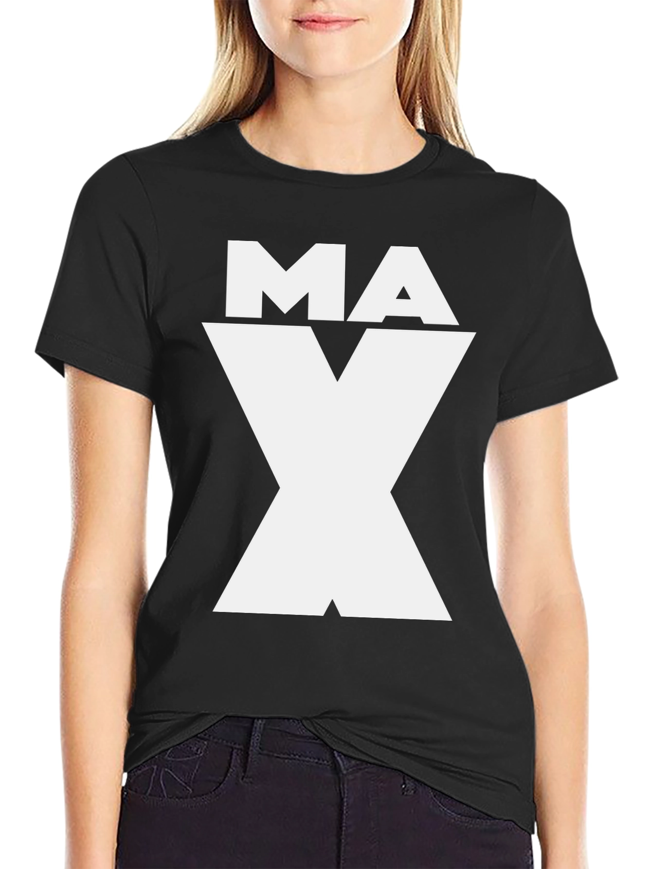 Black MAX Graphic Tee - Black Cotton Blend Shirt view 2