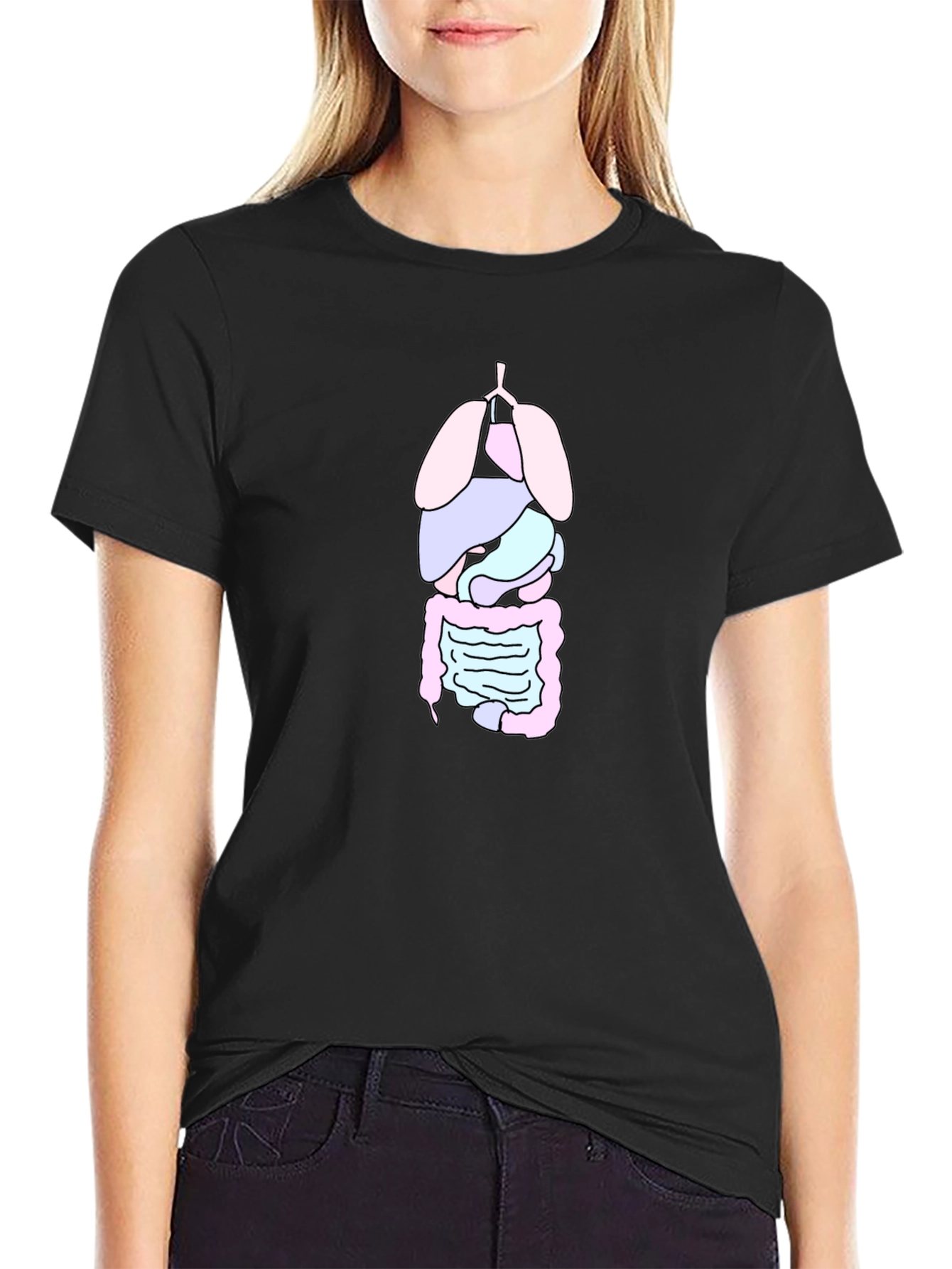 Black Anatomical Organs T-Shirt - Soft Cotton Blend view 2