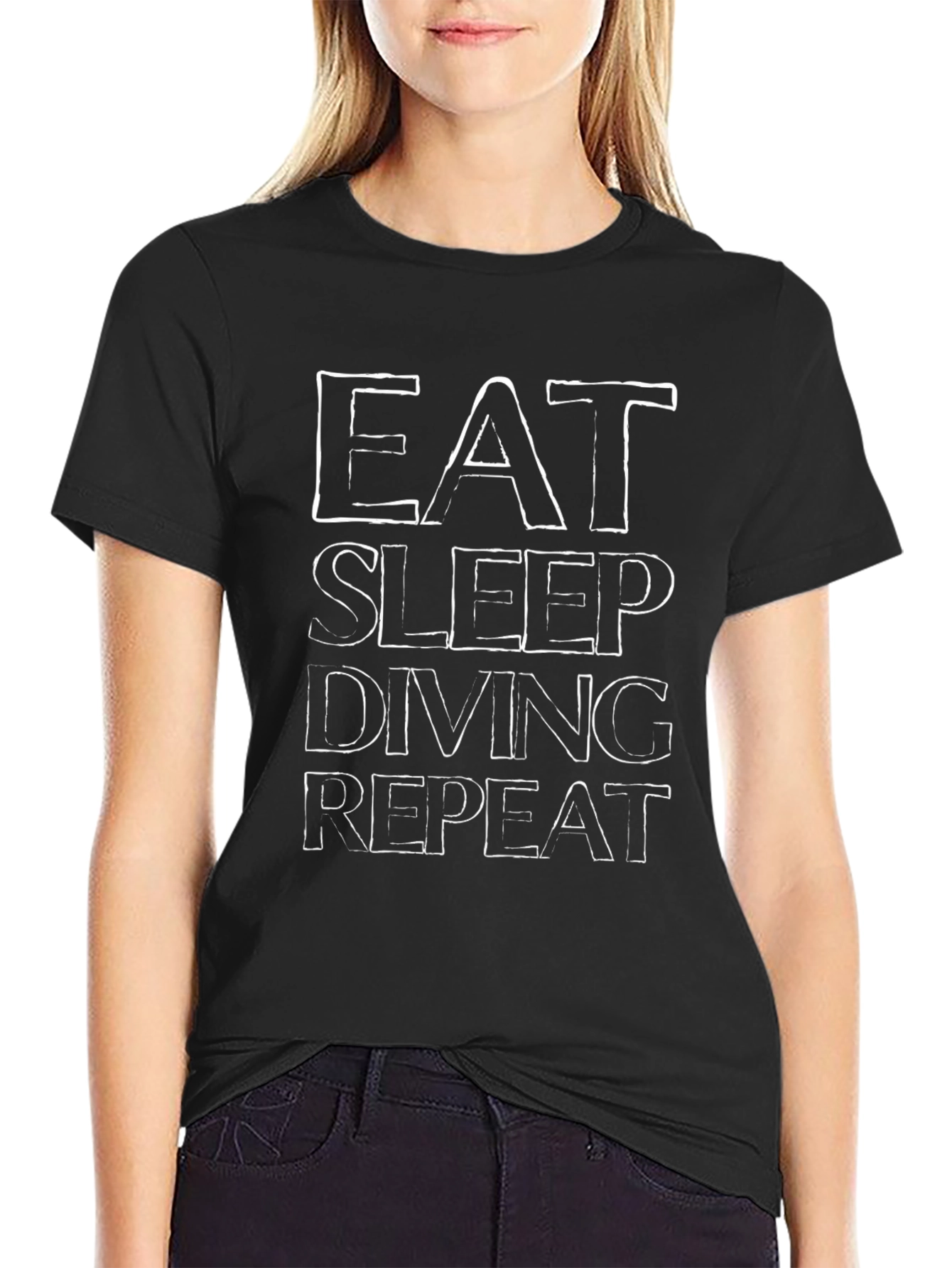 Black Eat Sleep Diving Repeat T-Shirt view 2