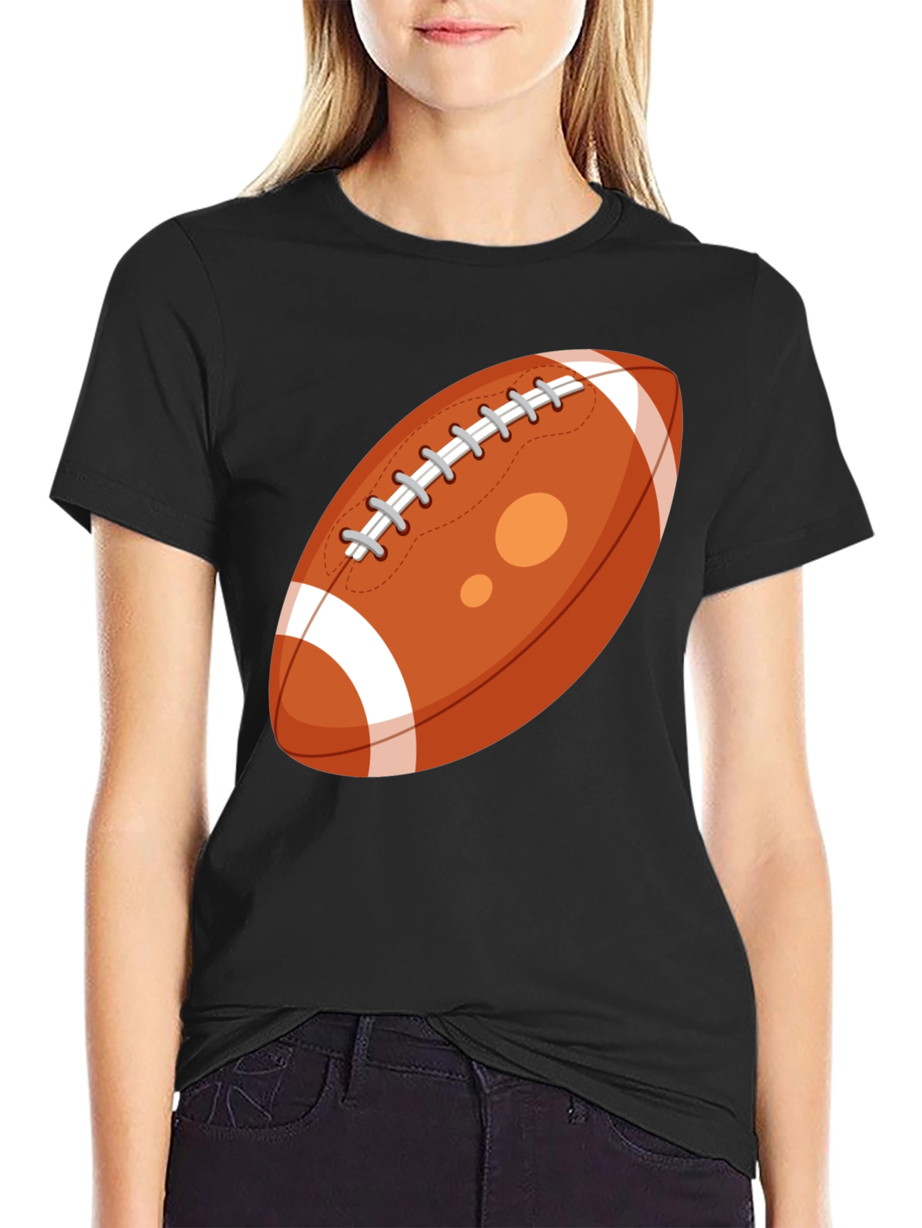 Black Football Graphic Tee - Casual Black T-Shirt for Sports Fans view 2