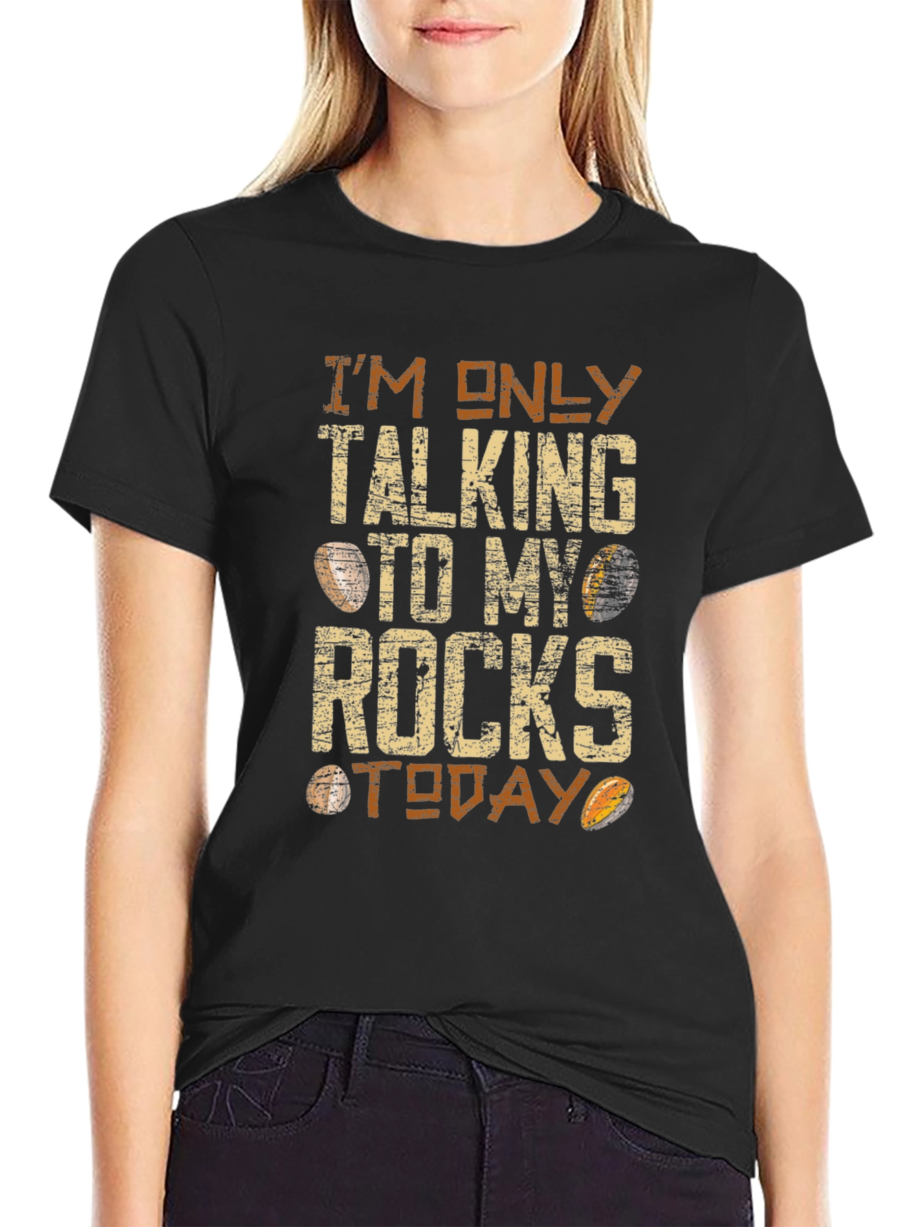 Black I'm Only Talking to My Rocks Today Graphic Tee view 2