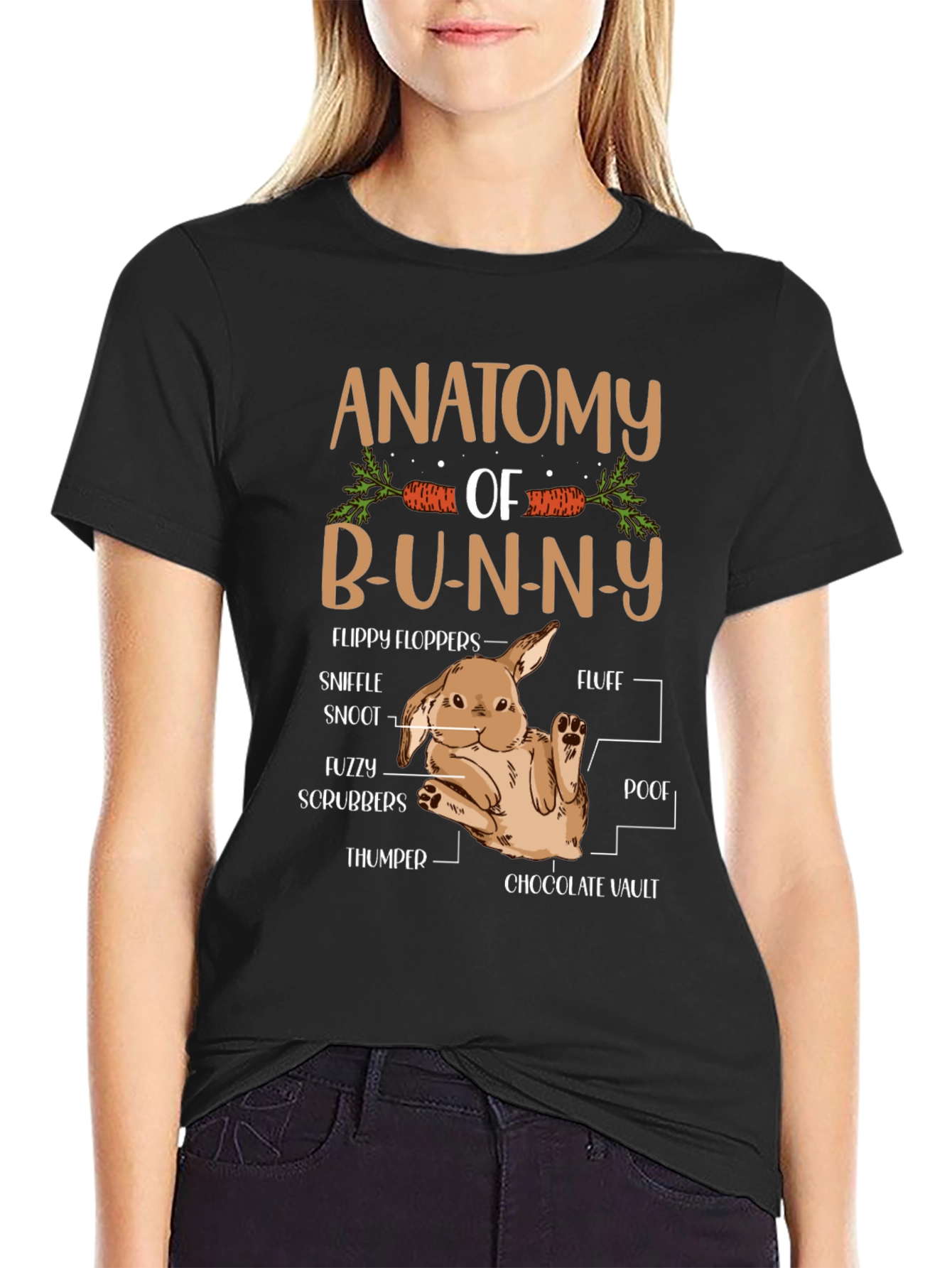 Black Anatomy of a Bunny T-Shirt - Easter view 2