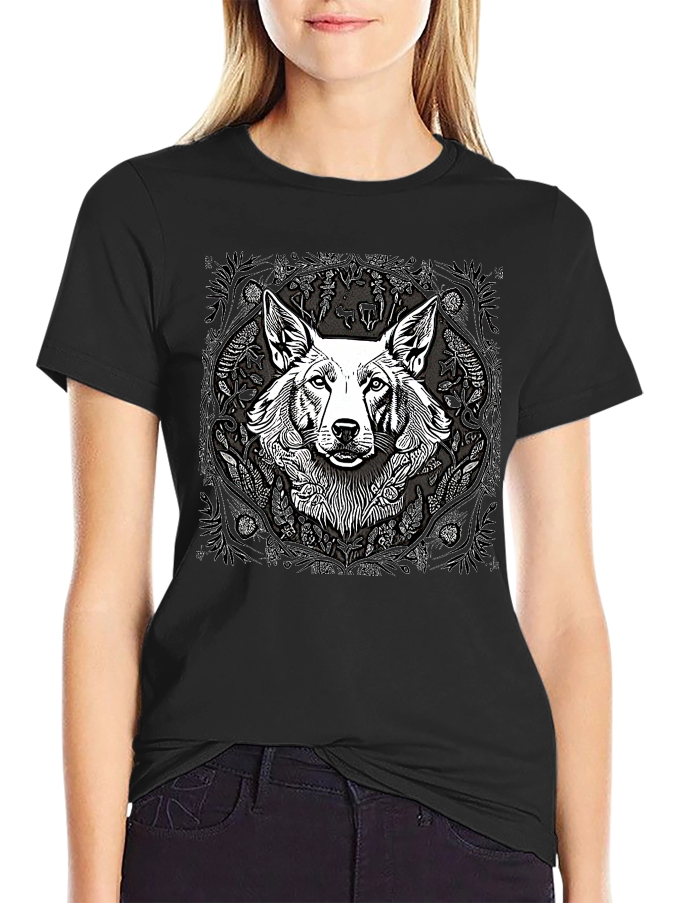 Black Black T-Shirt with Dog Graphic view 2