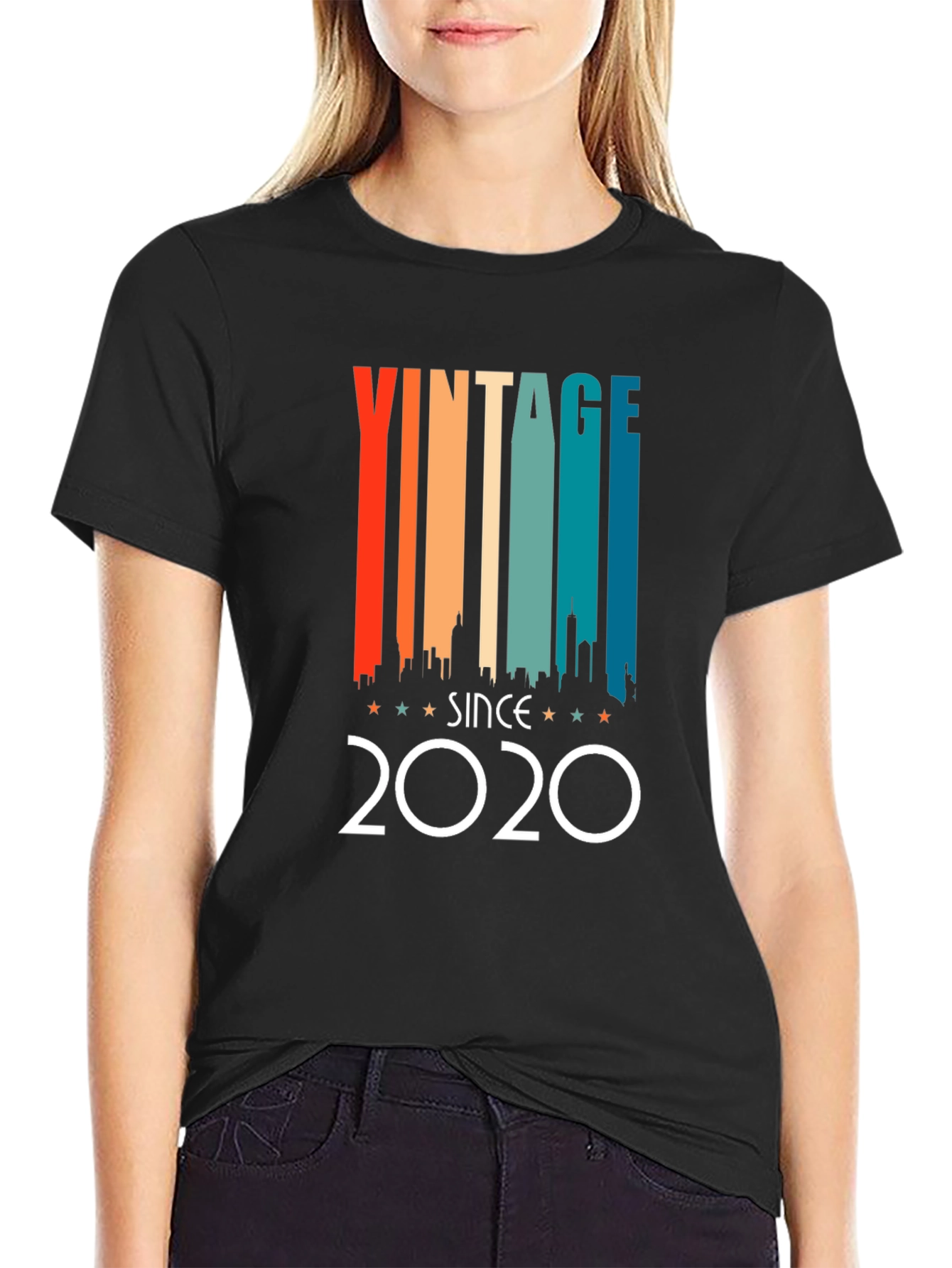 Black Vintage Since 2020 T-Shirt Retro Style view 2