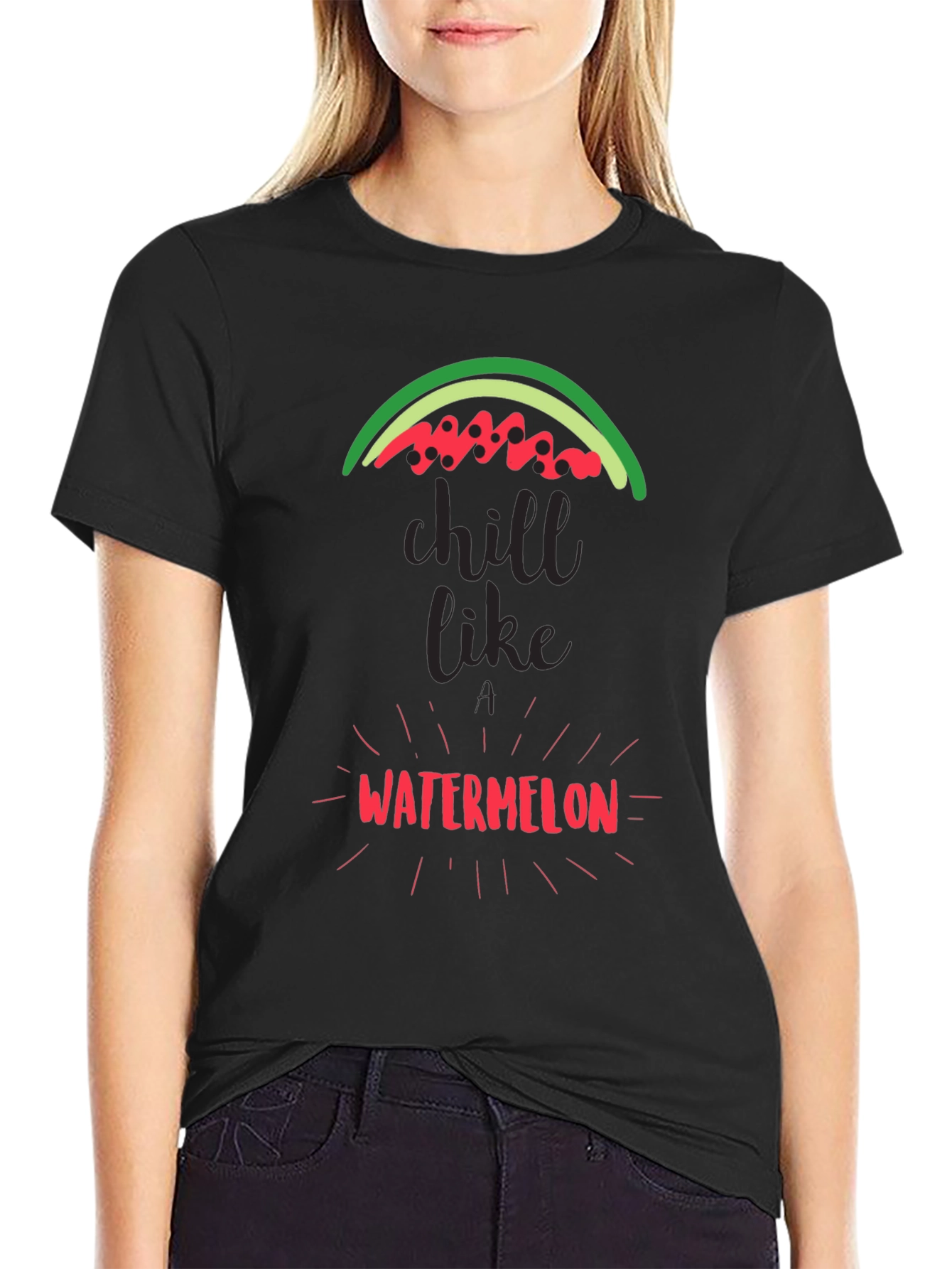 Black Chill Like Watermelon Black Graphic Tee view 2