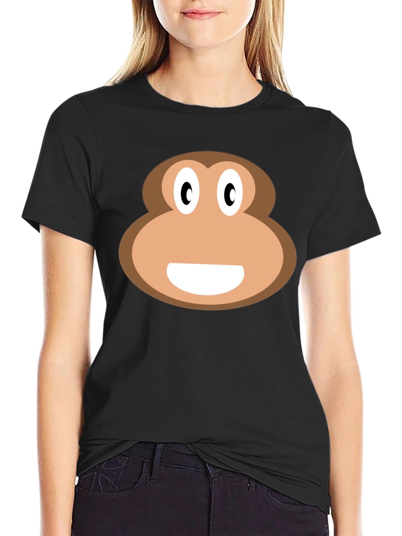 Black Monkey Face Graphic T-Shirt - Fun & Casual view 2