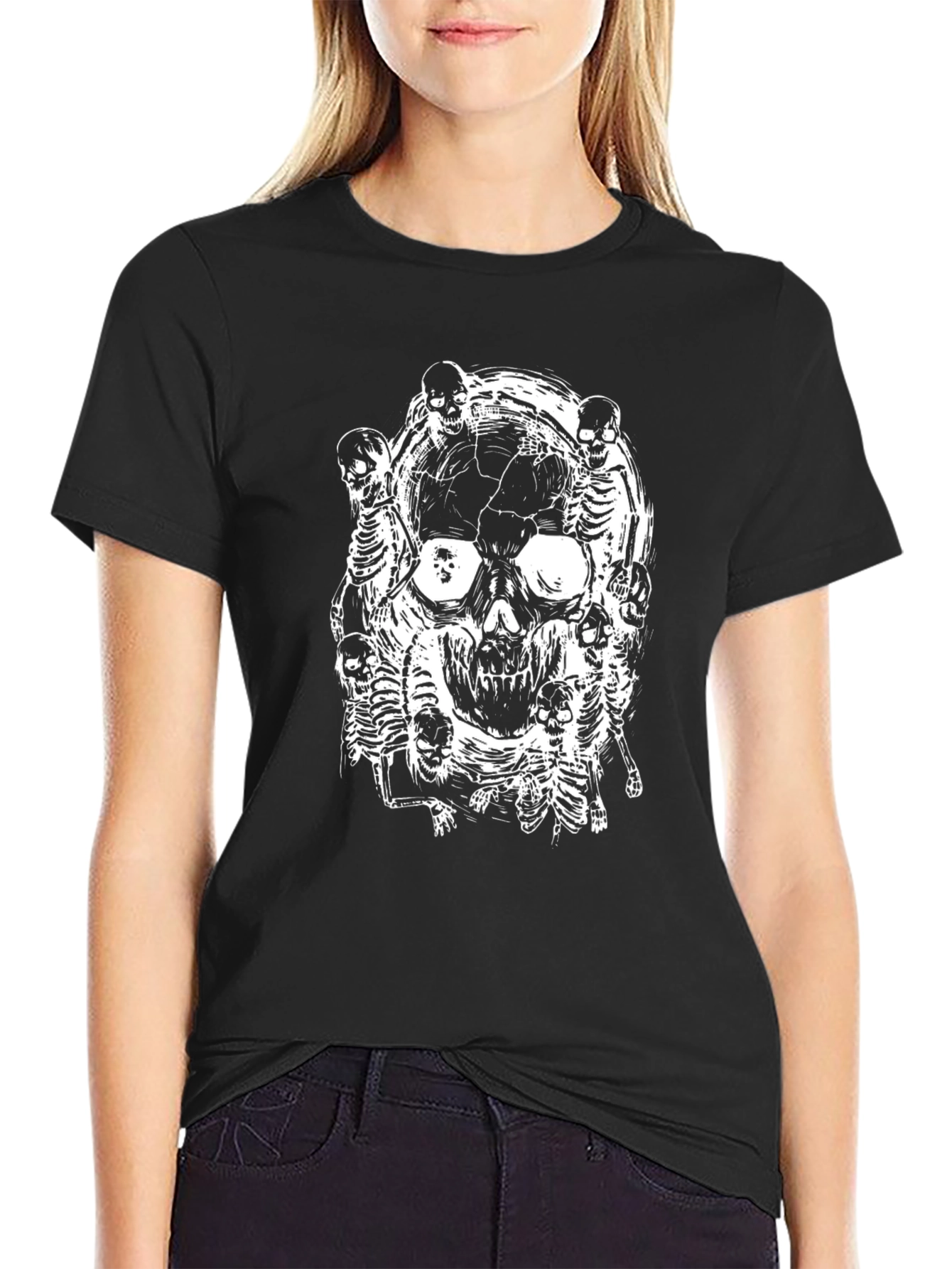 Black Skull & Skeleton Black Graphic Tee view 2